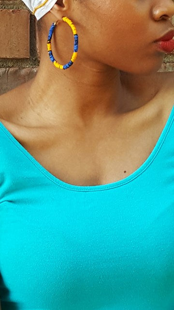 Peacock African Print Hoop earrings-DPJ3816JS、mySite、solidvoid