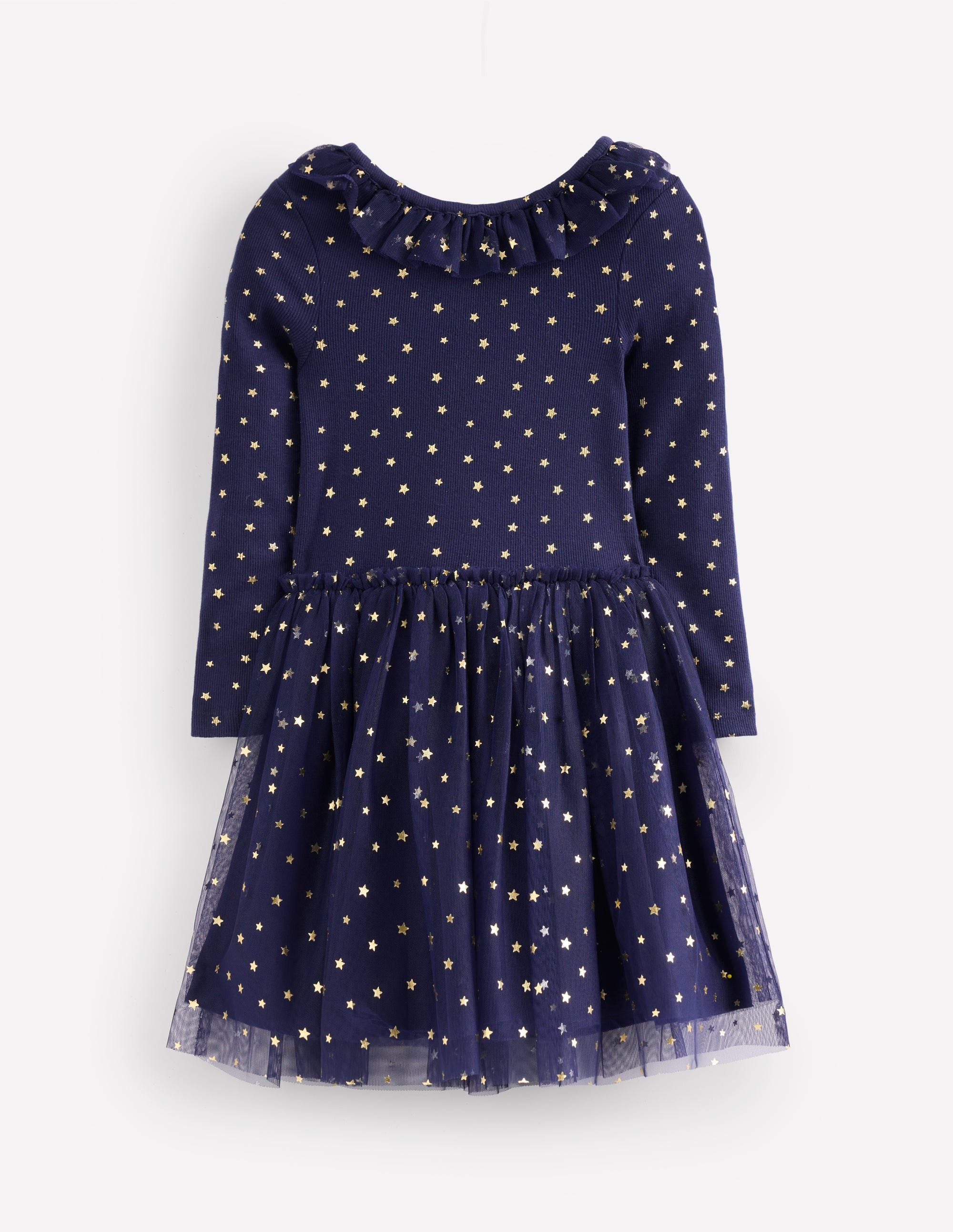  Rose Twirly Tulle Dress-College Navy Gold Stars、mySite、ashleygrahame