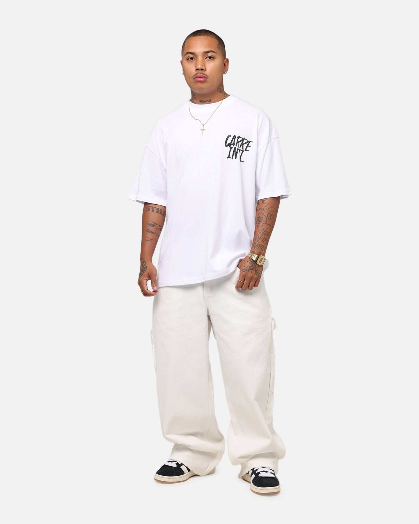 Carre Intl Drop Shoulder T-Shirt White、mySite、zt4zffjzw