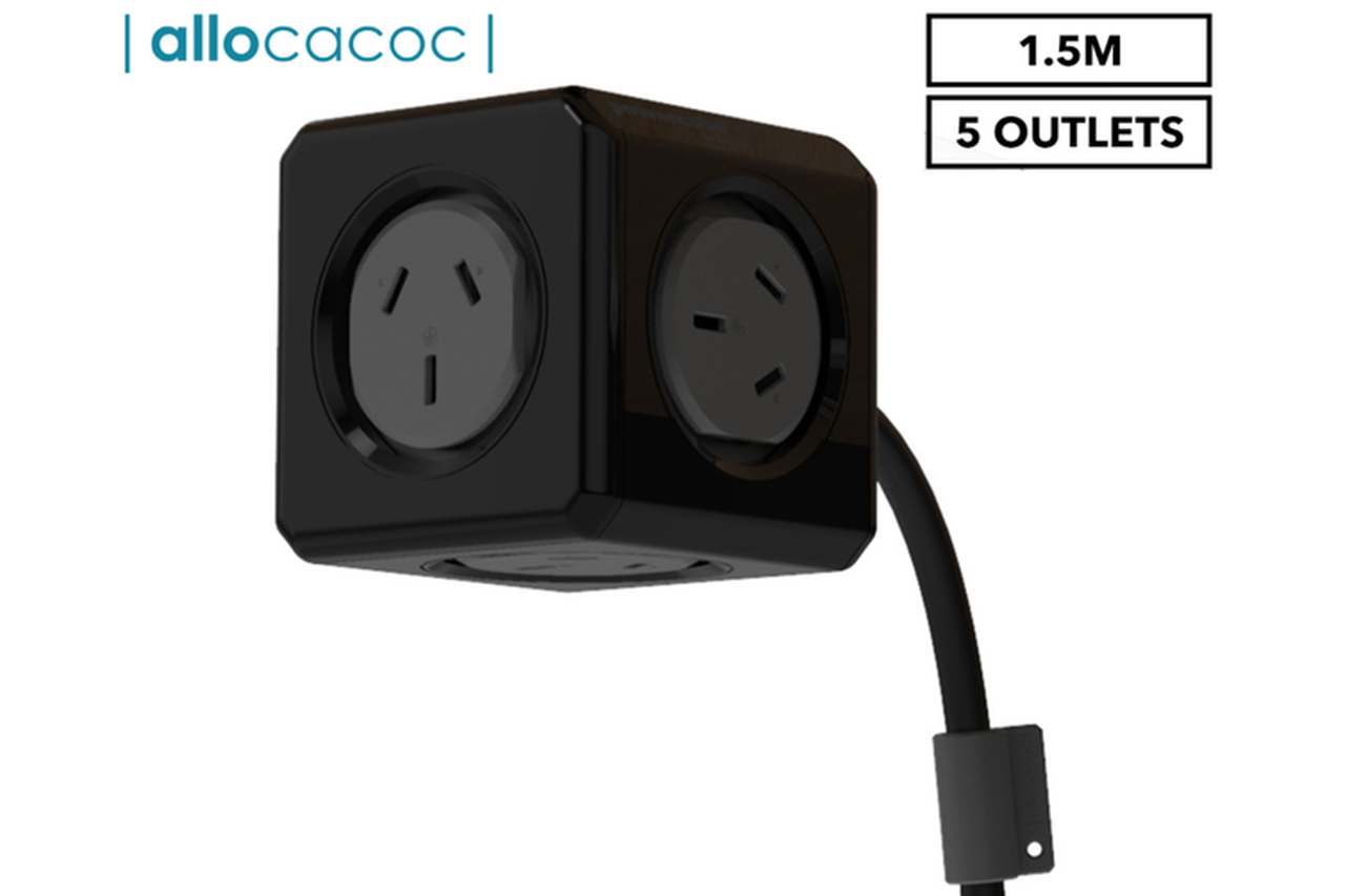 Allocacoc 5-Outlet 1.5m Original Extended PowerCube (Black)、mySite、camillekostekn