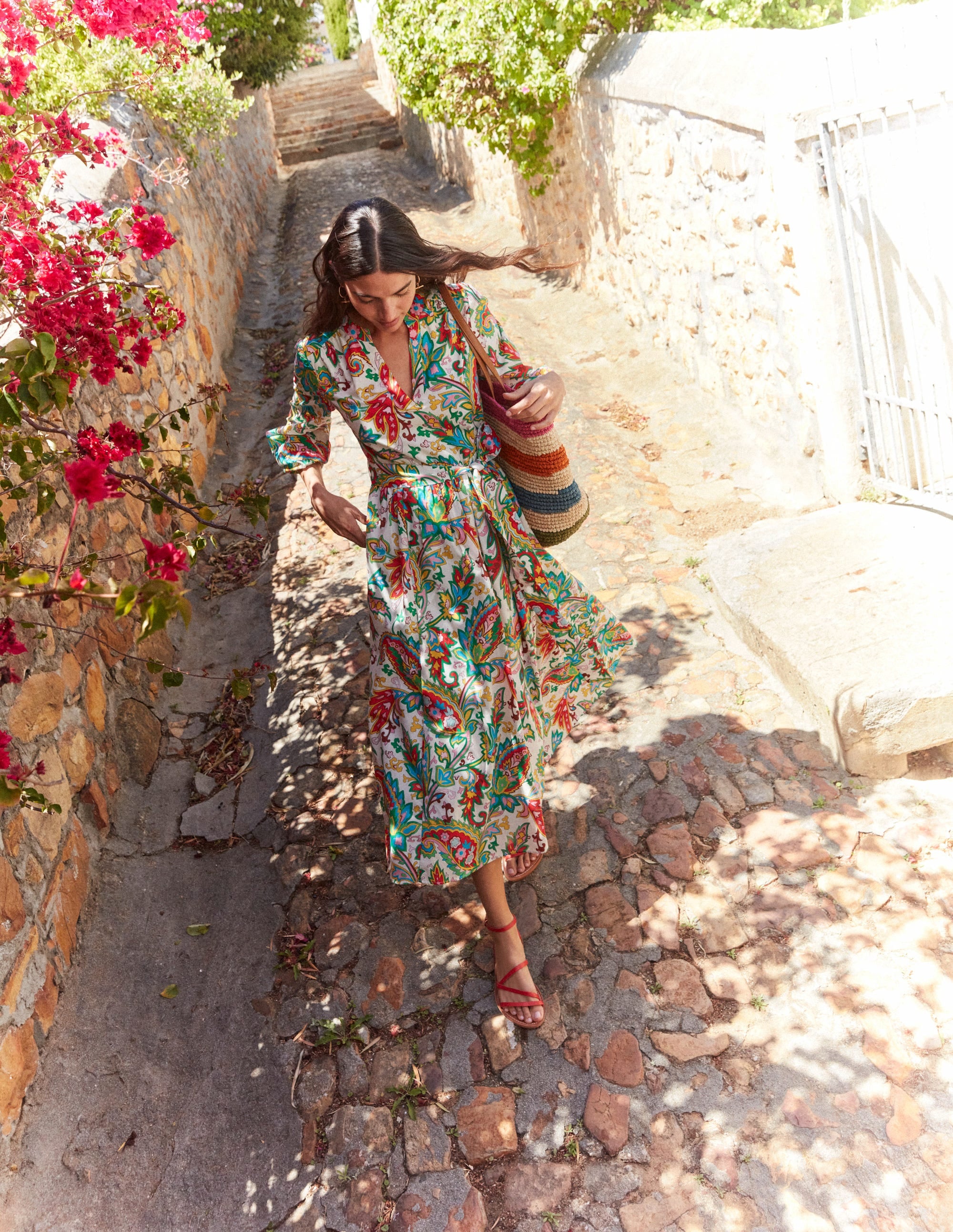  Jen Cotton Midi Dress-Ivory, Paisley Azure Medium、mySite、ashleygrahame