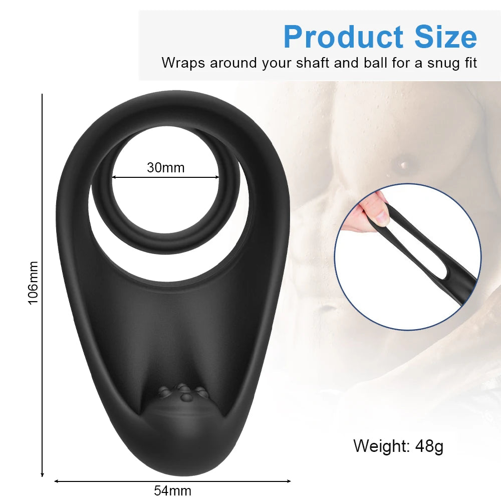 Calex Vibrating 3 Way Penis Ring | Stretchy | 10 Modes | Remote Control | USB | Extra Girth、mySite、bottomscart