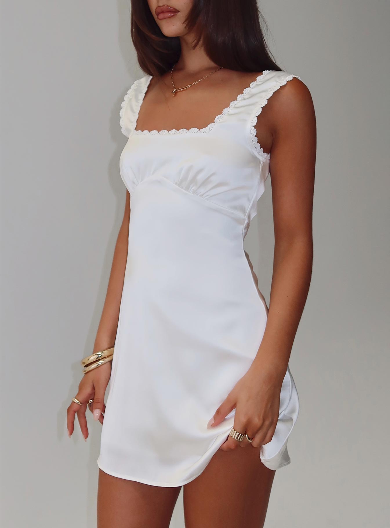 Dasha Satin Mini Dress White、mySite、solidvoid