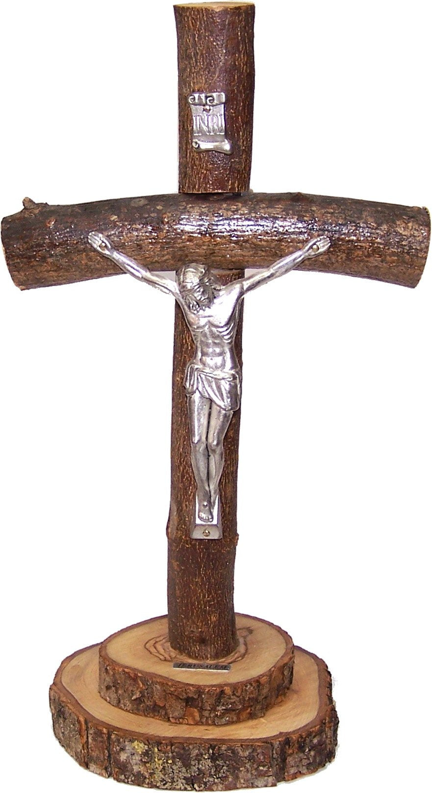  Holy Land Market Table natural Olive wood Cross/Crucifix with with bark left as is、mySite、elrpsem3k