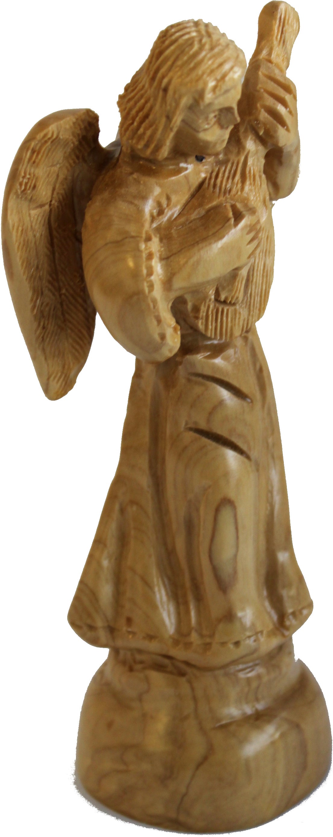  Angel playing music - carved in olive wood , carved faces and details style ( 17.5 cm or 7 Inches )、mySite、elrpsem3k