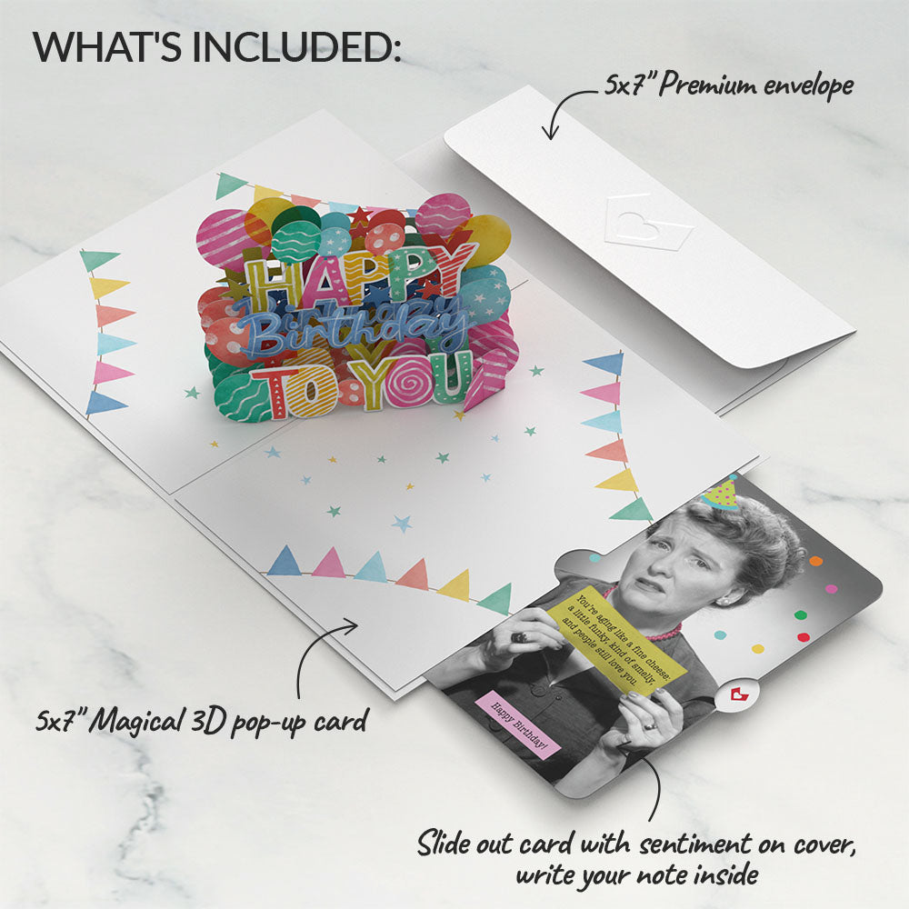 Let's Celebrate Birthday Pop-Up Card and Aging Like a Fine Cheese Sentiment Set for Any Woman、mySite、solidvoid