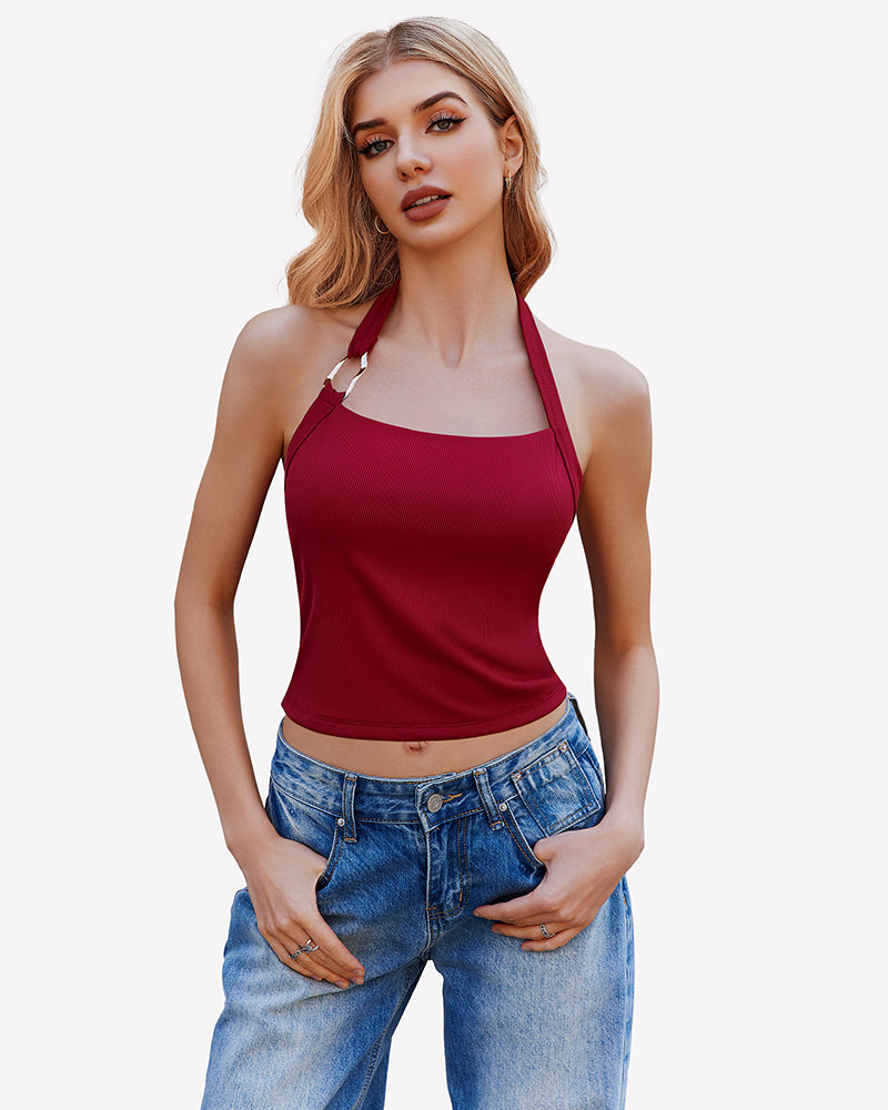 Double Lined Backless Ribbed Crop Top、mySite、bengalsvssteelers