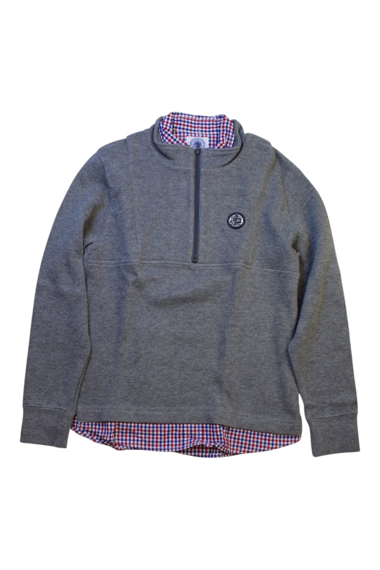 J.Press Half-Zip Sweatshirt With Checkered Lining, Size 8Y、mySite、g9winljtr