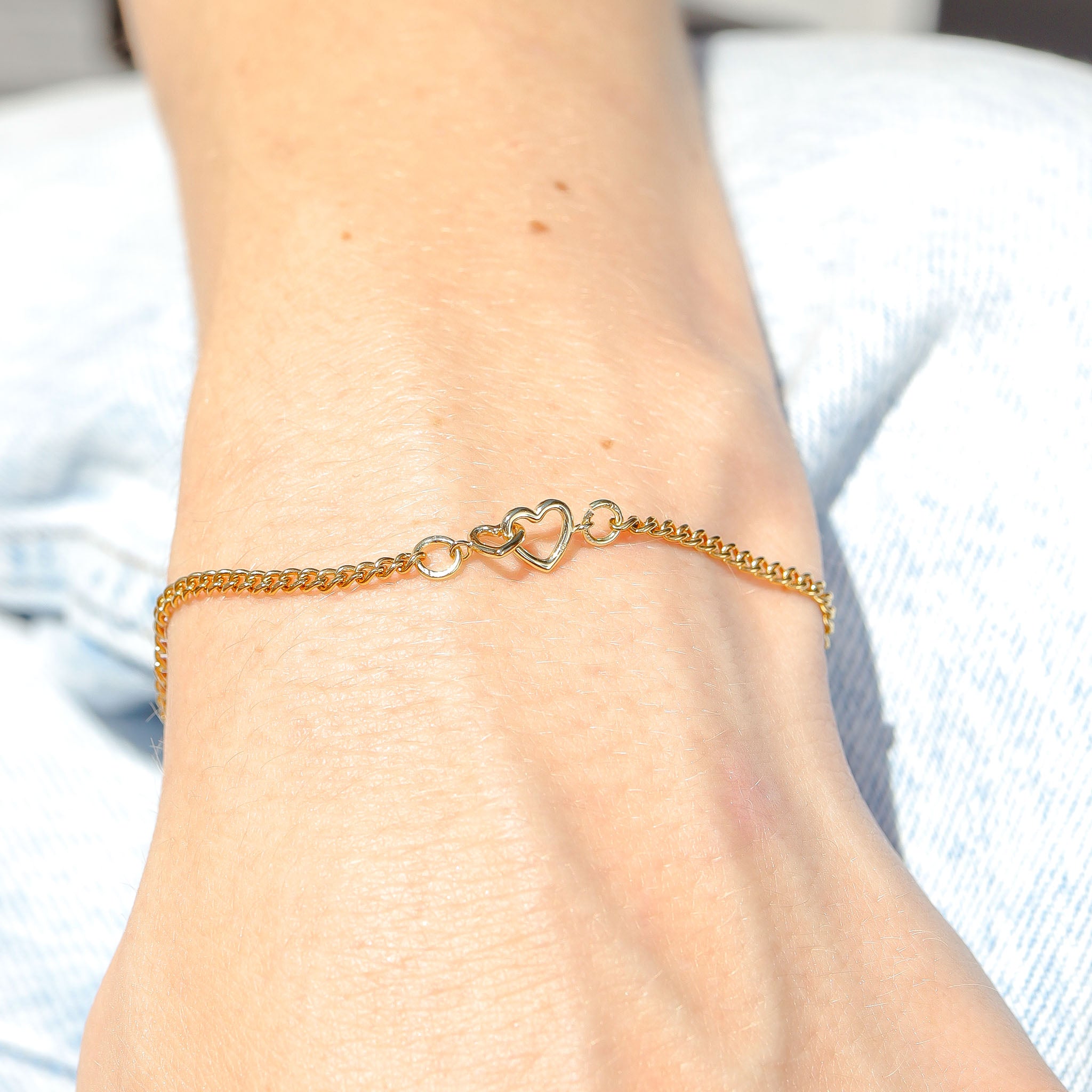 14K Gold Plated Sterling Silver Double Heart Permanent Jewelry Connector Charm / PMJ1031、mySite、dreamappss