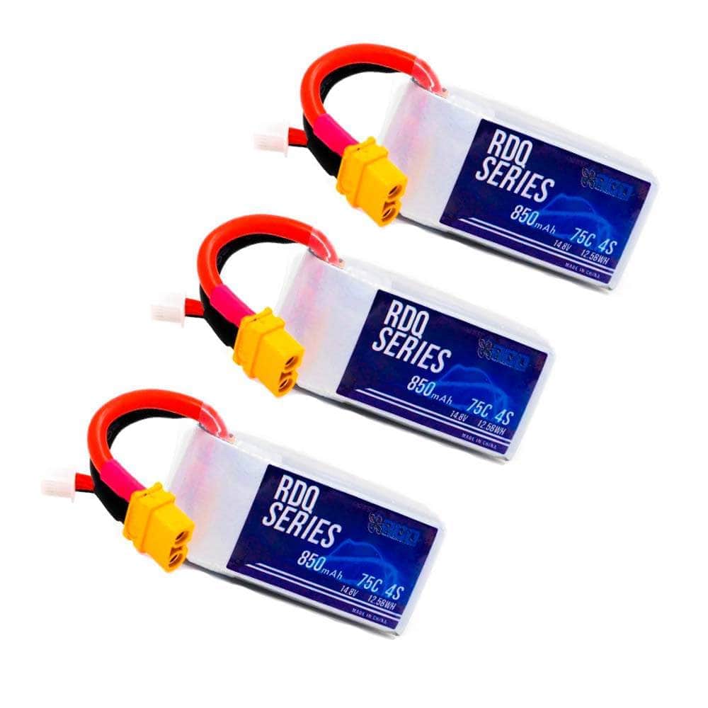  3 PACK of RDQ Series 14.8V 4S 850mAh 75C LiPo Micro Battery - XT60、mySite、merchandisen