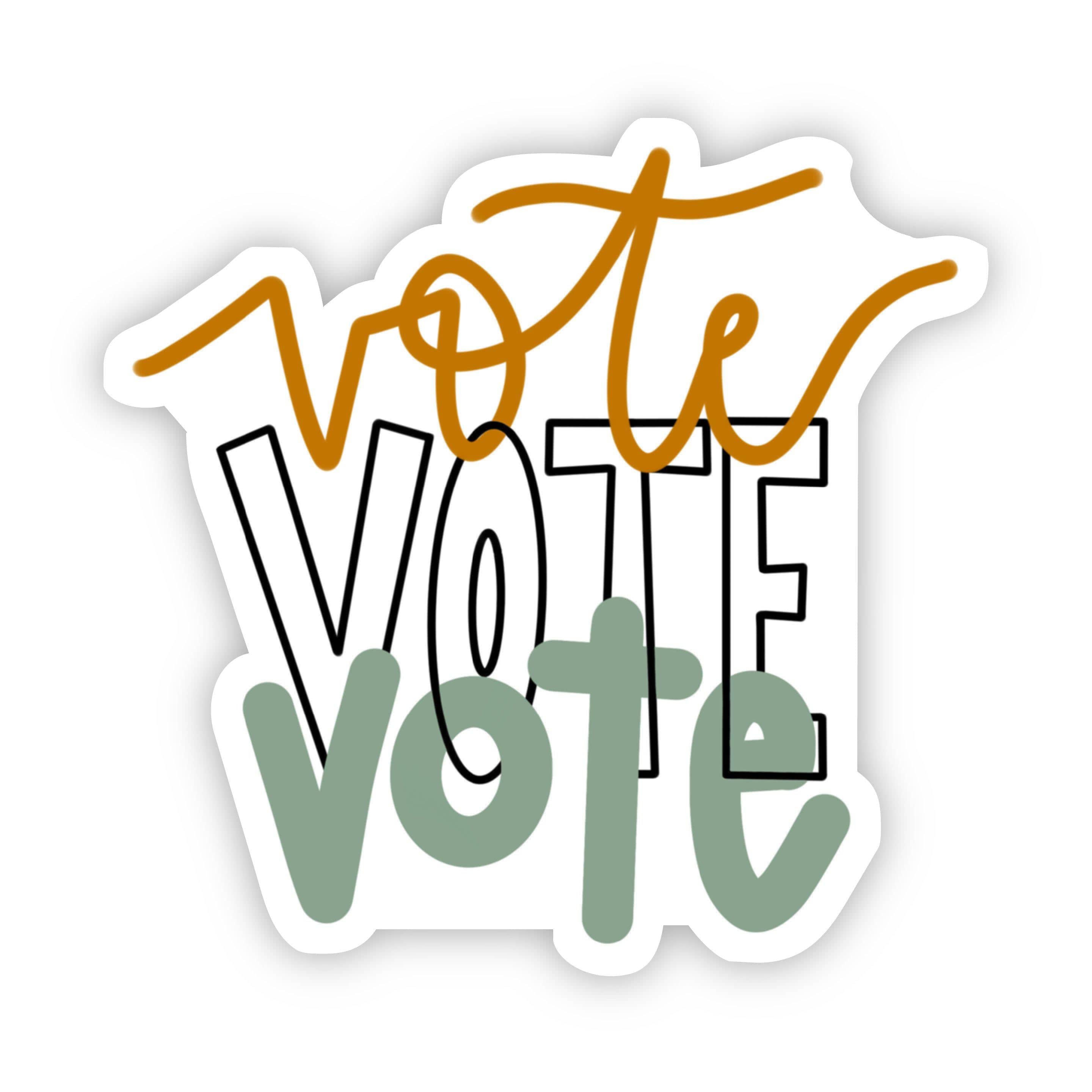  Vote Vote Vote Sticker - Orange, Black, Teal - Caligraphy、mySite、elrpsem3k