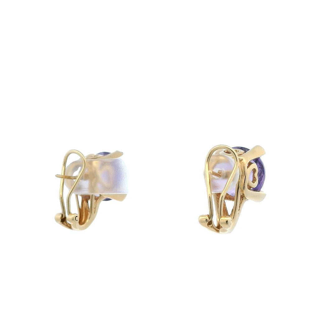Estate 14K Yellow Gold 11.94ctw Amethyst & Diamond Stud Earrings、mySite、botmansion