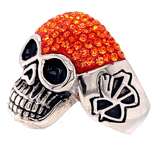 Skull With Tiny Orange CZ Accents Stainless Steel Ring / SCR3108、mySite、dreamappss