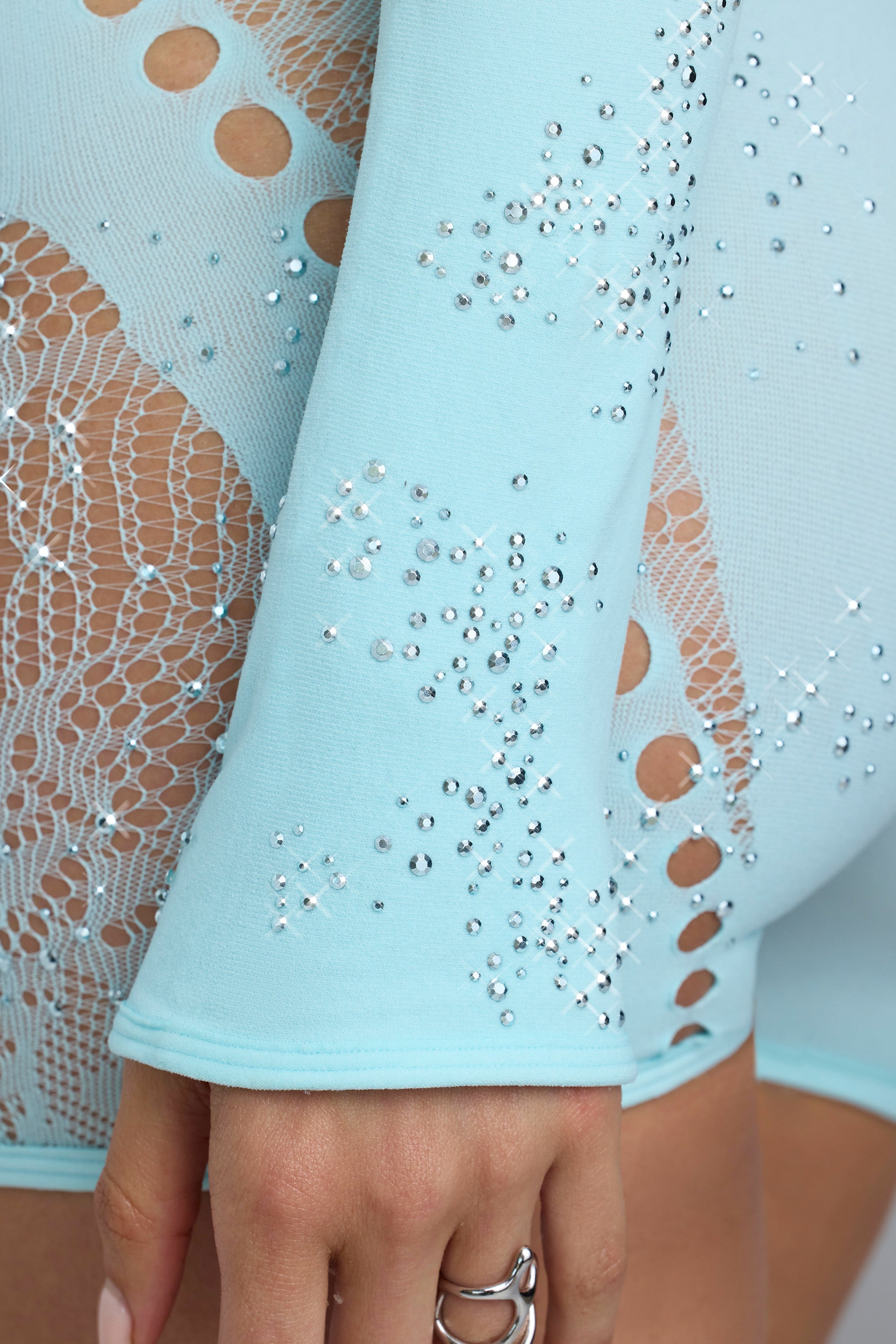 Embellished Cropped Shrug in Ice Blue、mySite、solidvoid