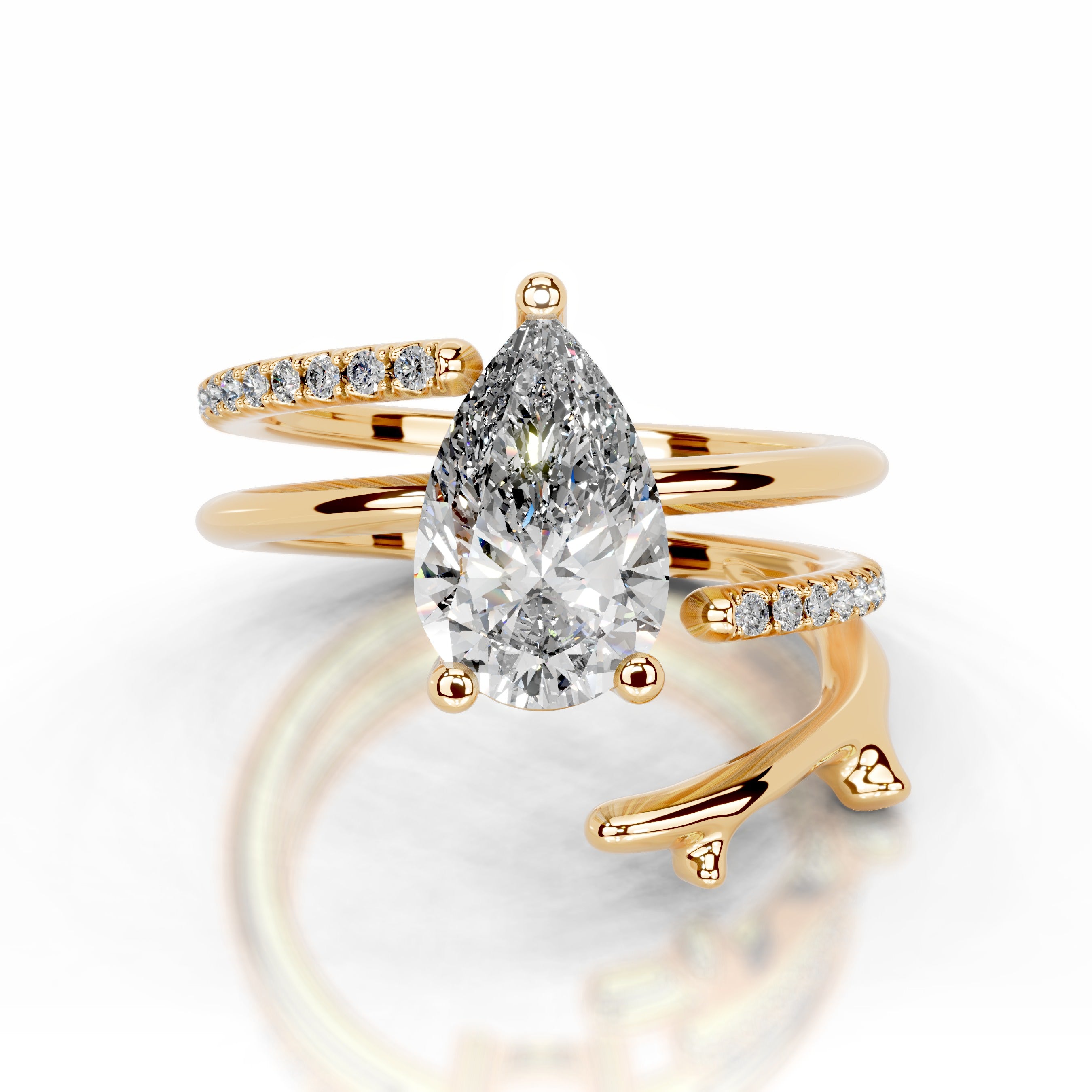 Branching Elegance Lab Grown Diamond Ring - 18K Yellow Gold、mySite、hinf8tx79