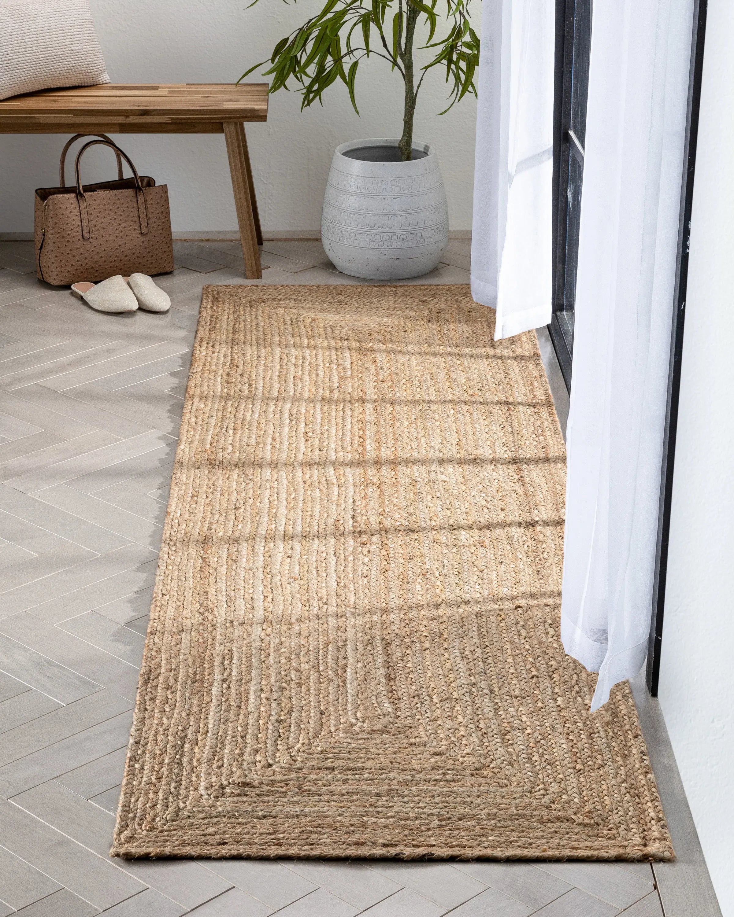 Jemma Natural-Fiber Braided Pattern Natural Hand-Woven Chunky-Textured Rug、mySite、gigharbornorthrealestate