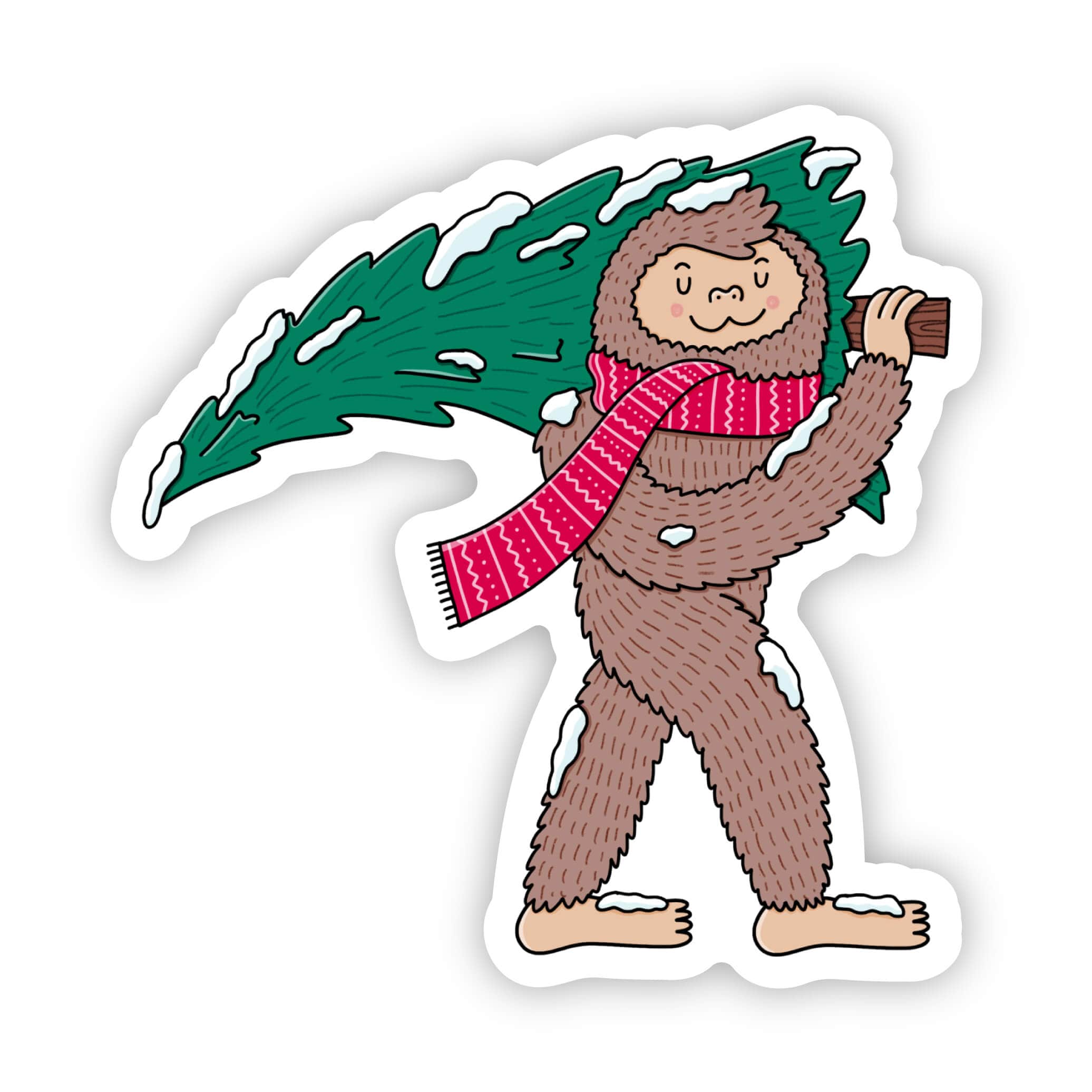  Big Foot Holding Christmas Tree Sticker、mySite、ghnorth