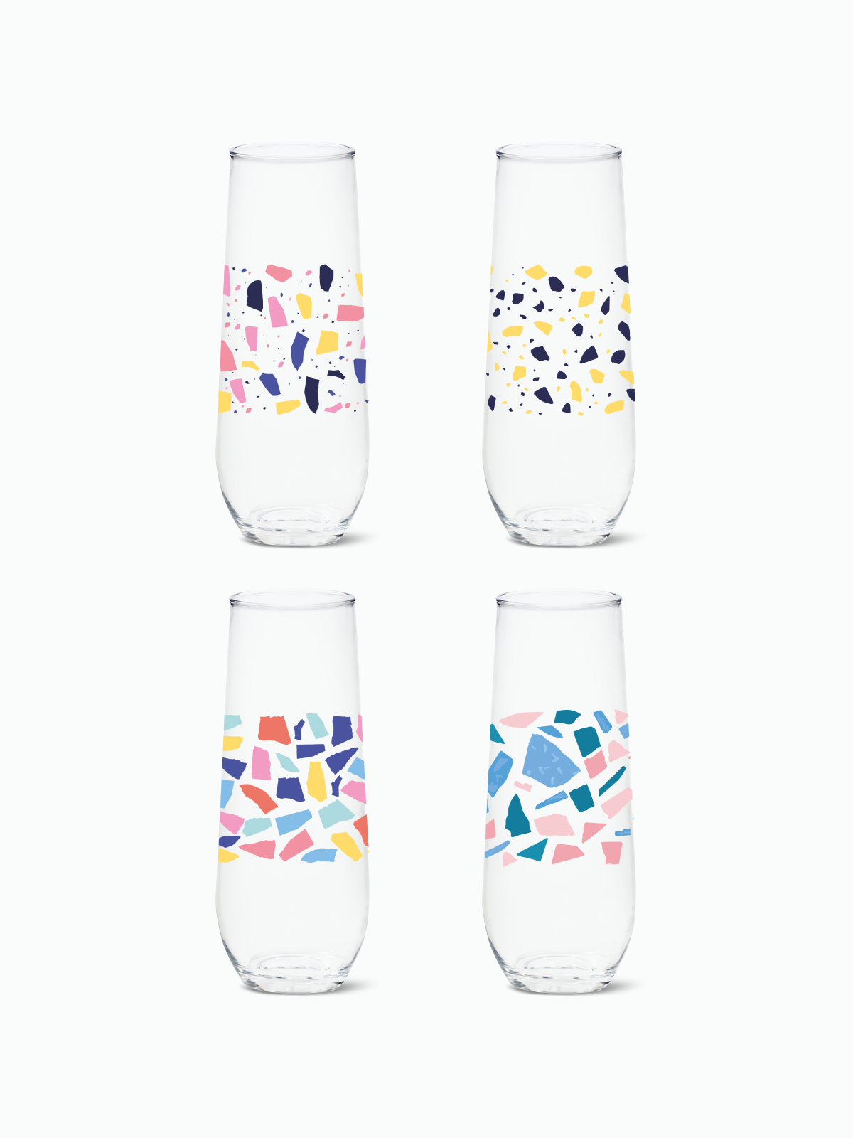 Colorful Terrazzo - RESERVE 9oz Stemless Champagne Tritan Copolyester Glass、mySite、camillekostekn