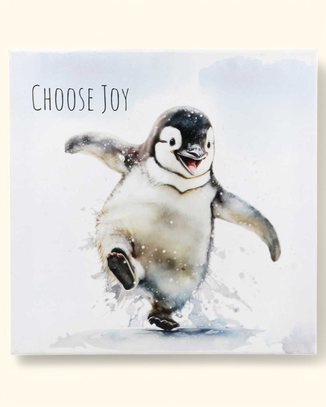 Choose Joy Happy Penguin Inspirational Canvas Print Wall Hanging、mySite、topwebapps