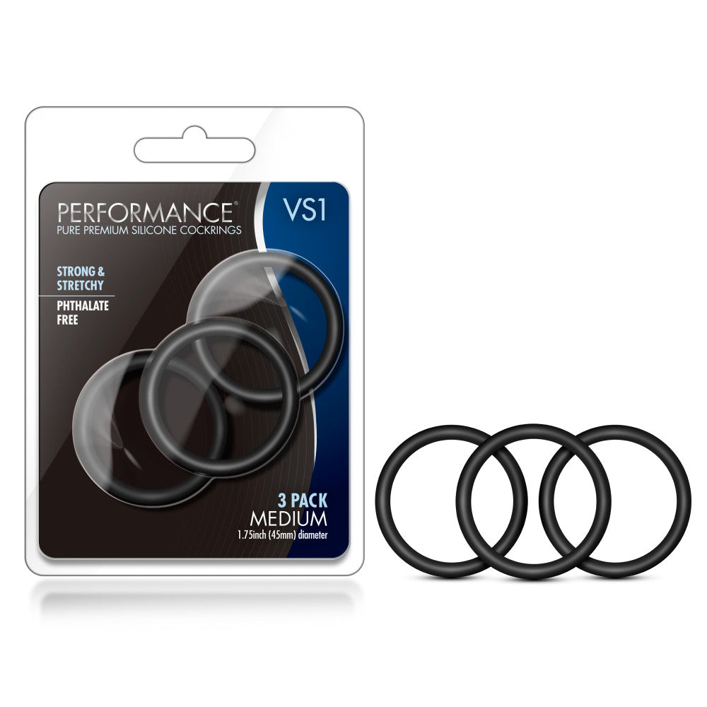 Performance By Blush® | VS1: Black Medium Penis Rings (3-Pack) - Made with Puria™ Silicone、mySite、bottomscart