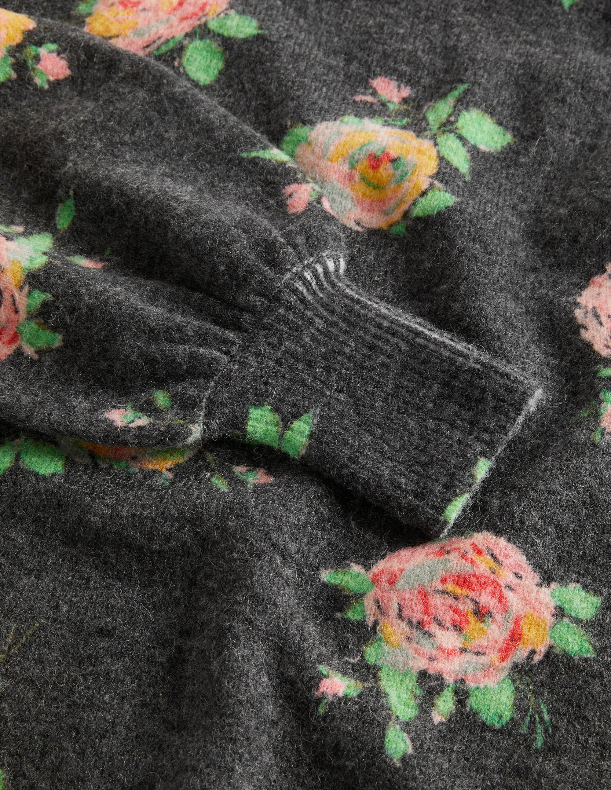  Blouson Sleeve Fluffy Sweater-Black, Painterly Rose、mySite、ashleygrahame