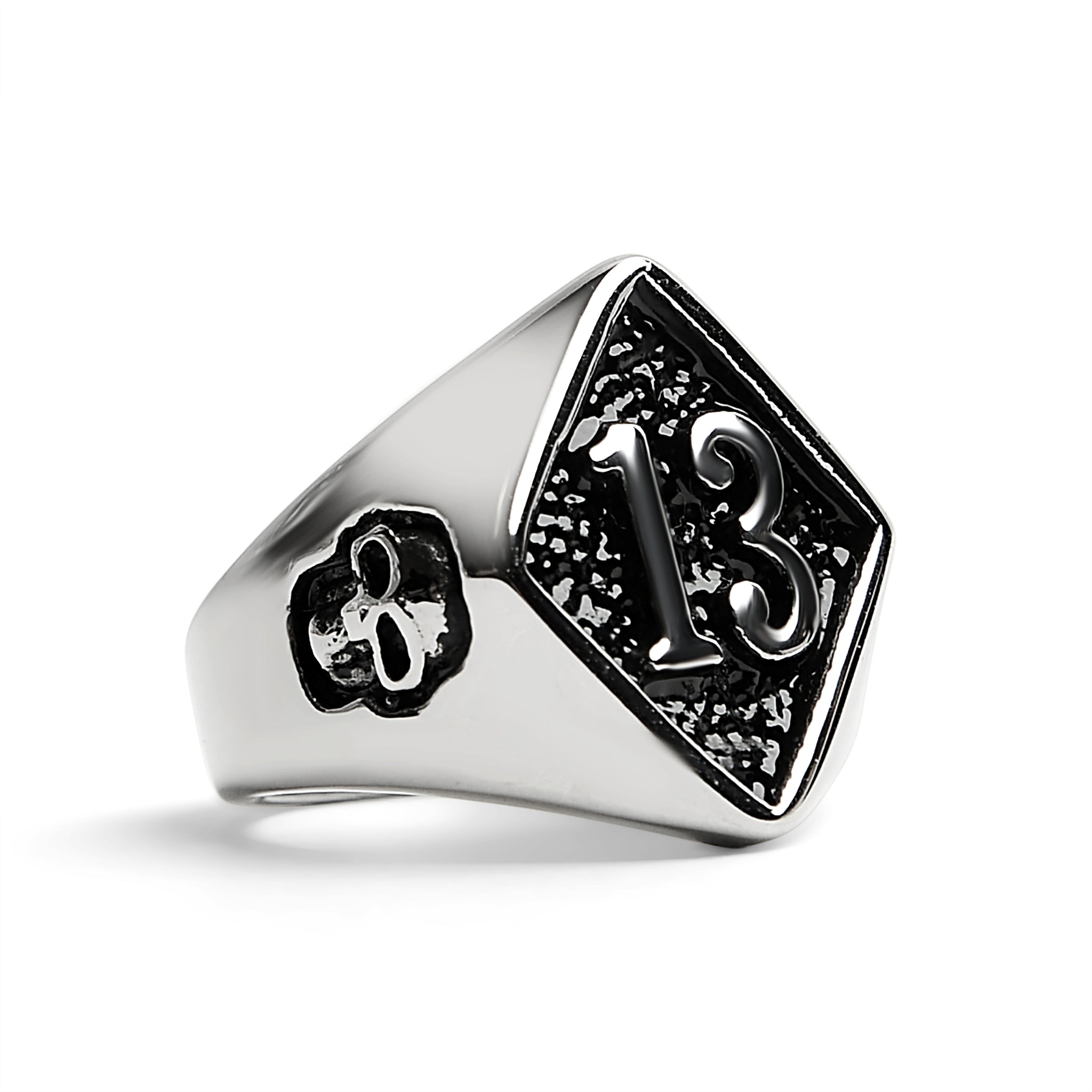 Stainless Steel 13 and Skulls Signet Ring / SCR3043、mySite、dreamappss