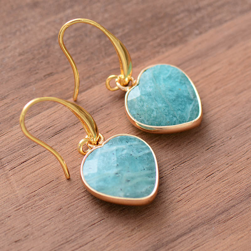  Natural Stone Heart Drop Earrings、mySite、justintrudeaud