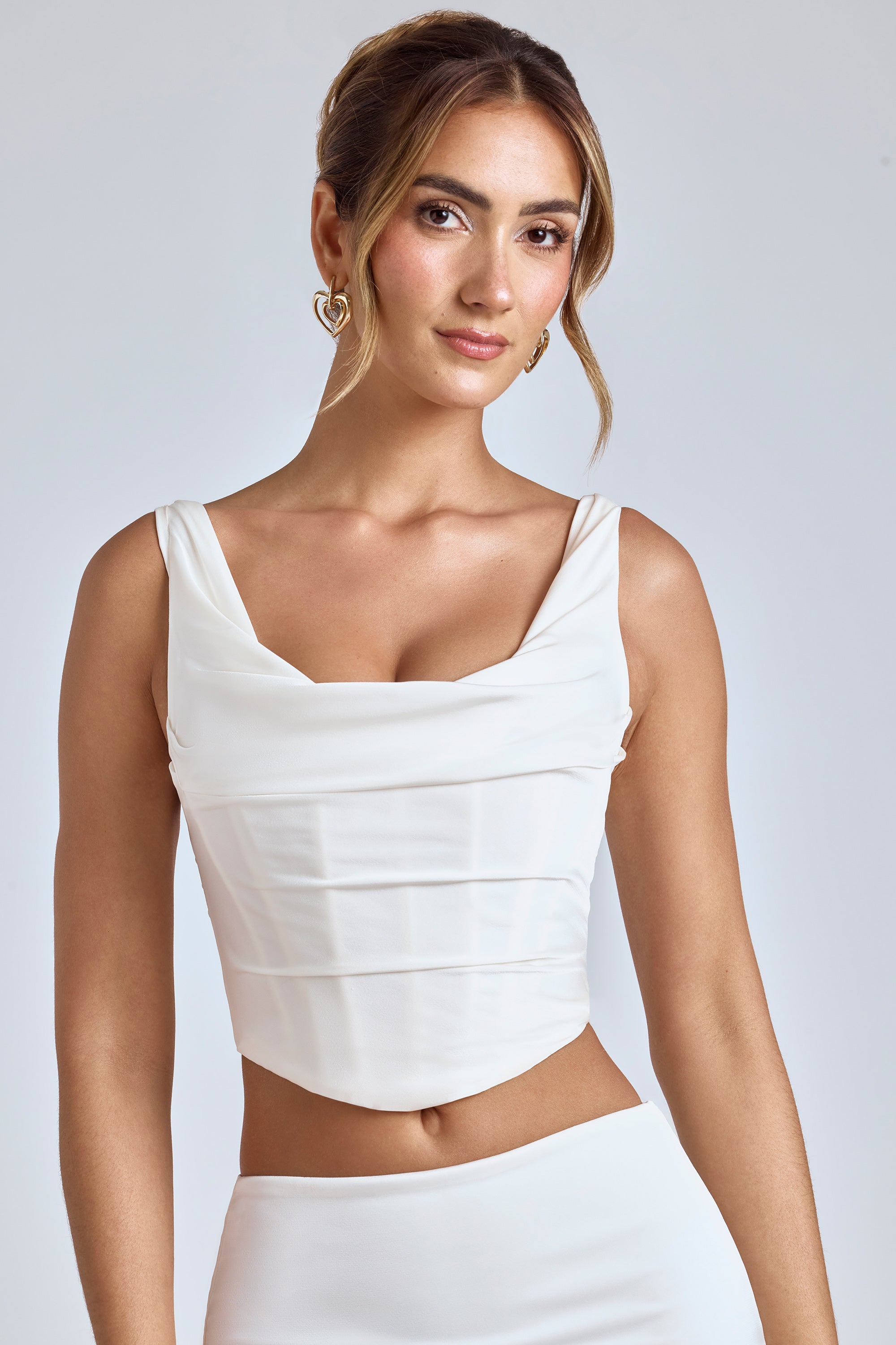 Draped Cowl Corset in White、mySite、solidvoid