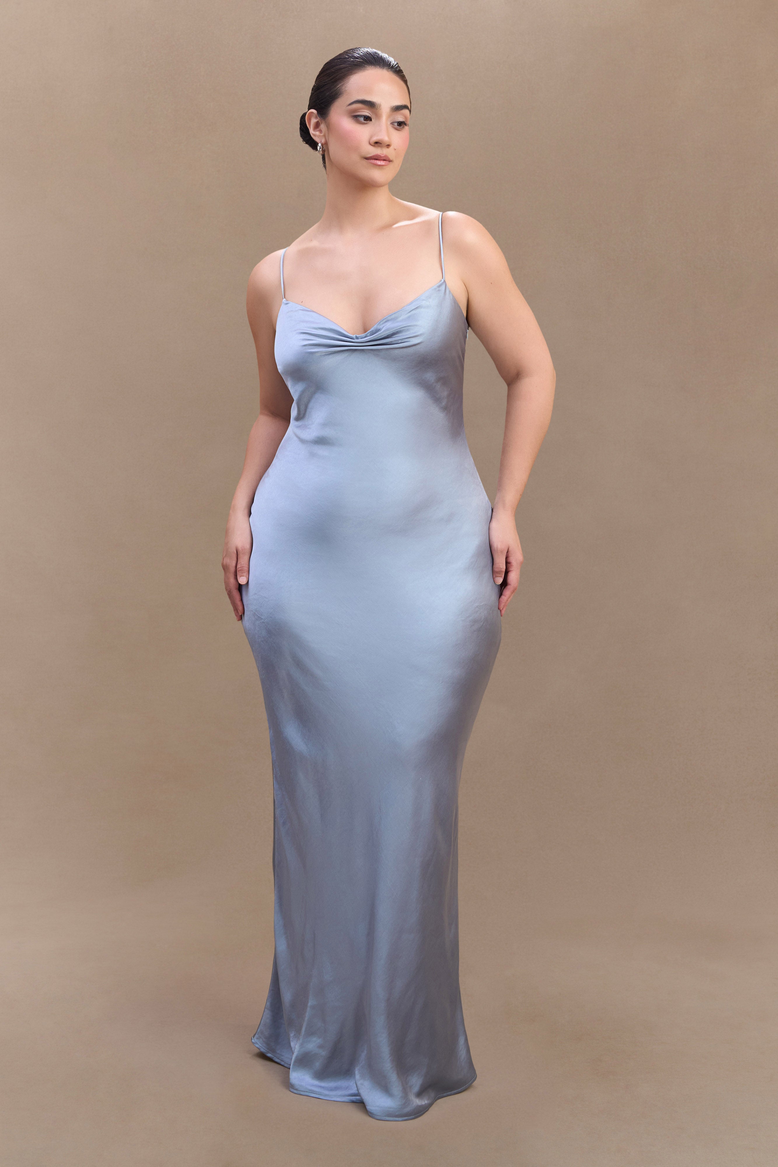Lilly Sweetheart Satin Maxi Dress - Frosted Blue、mySite、solidvoid