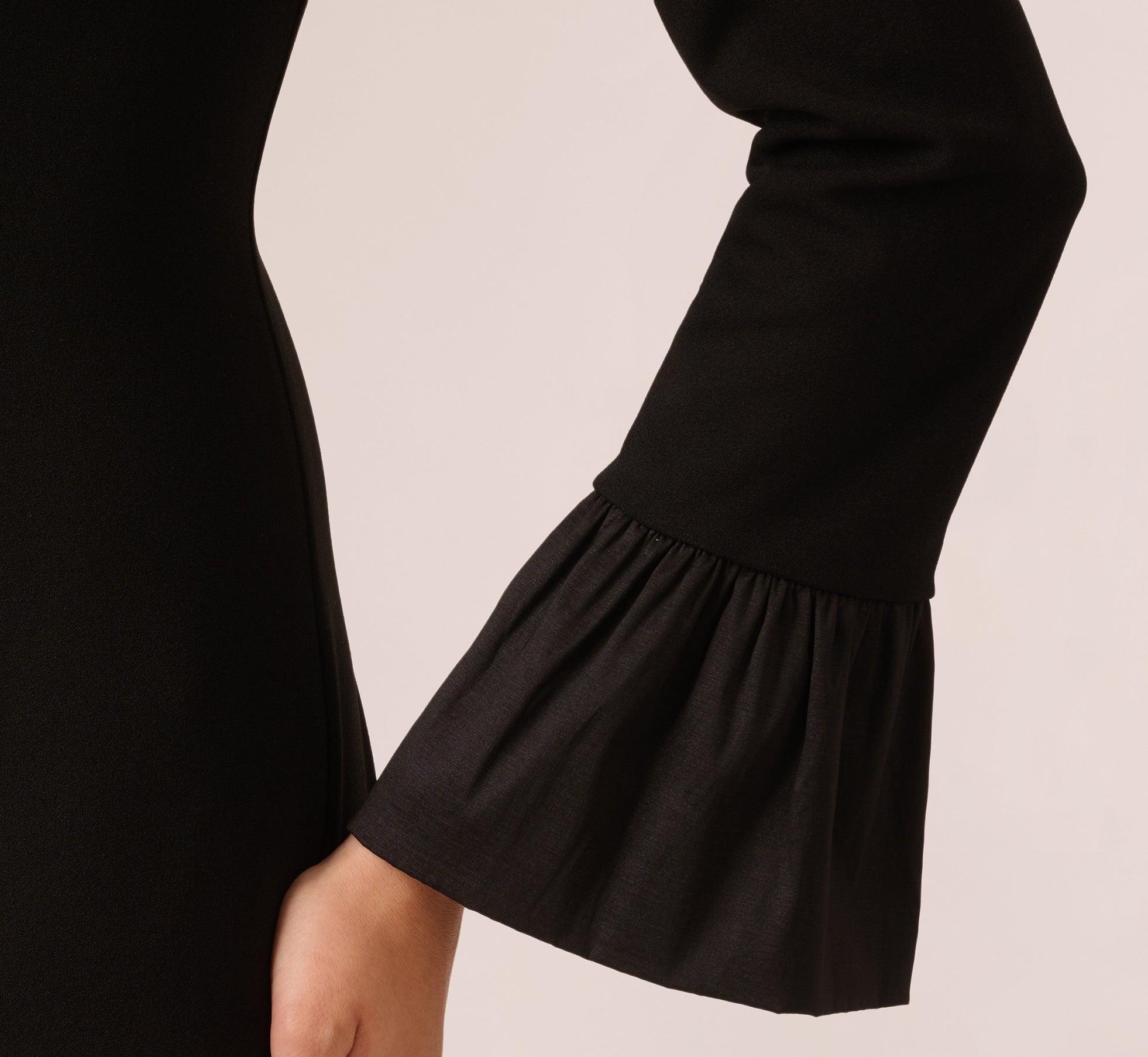 Crepe And Taffeta Drop Waist Short Dress In Black、mySite、solidvoid