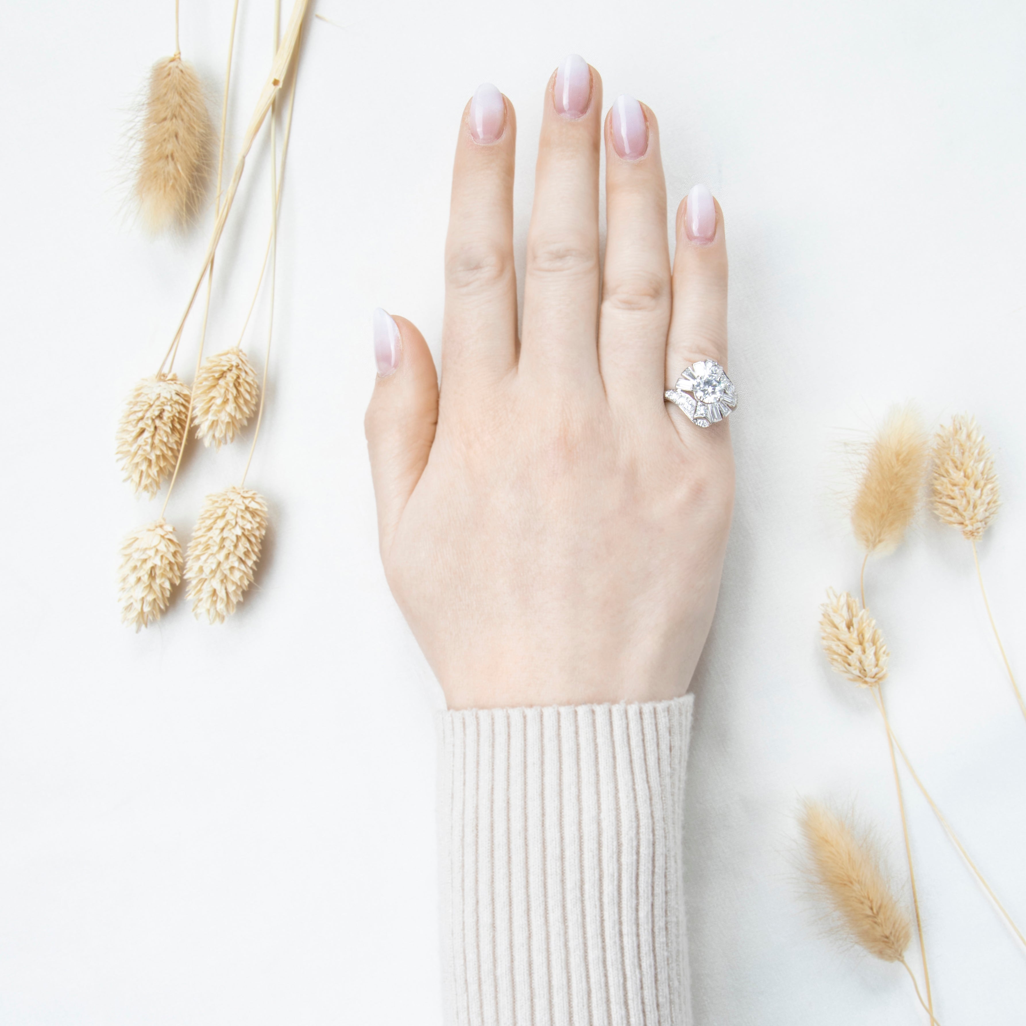 Vintage Platinum 2.36cttw Diamond Stunning Ballerina Ribbon Ring 6.25、mySite、hinf8tx79