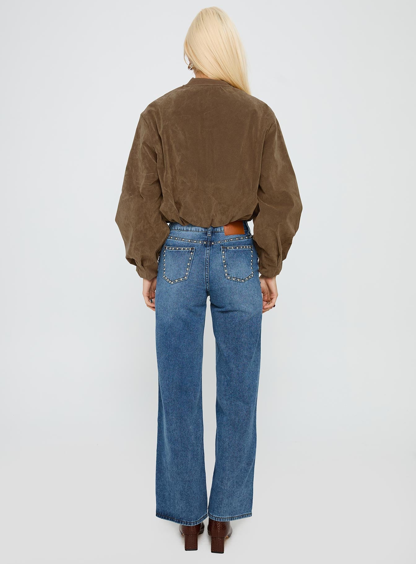 Saving Up Stud Detail Jeans Mid Blue、mySite、solidvoid