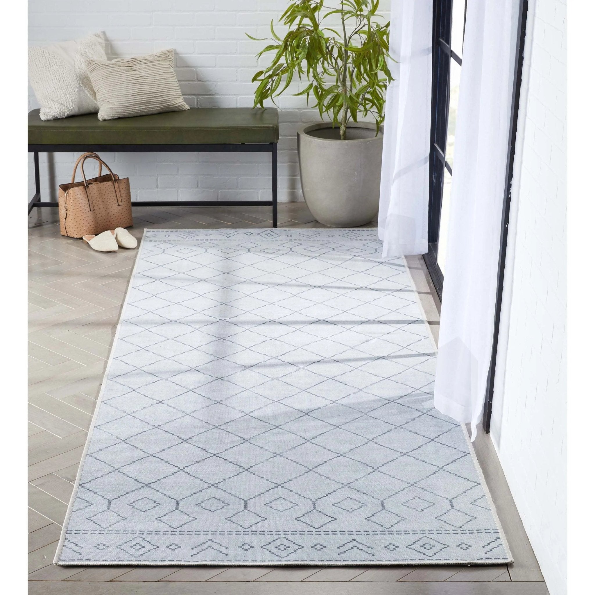 Anastasia Moroccan Trellis Pattern Ivory Grey Area Flat-Weave Rug、mySite、gigharbornorthrealestate