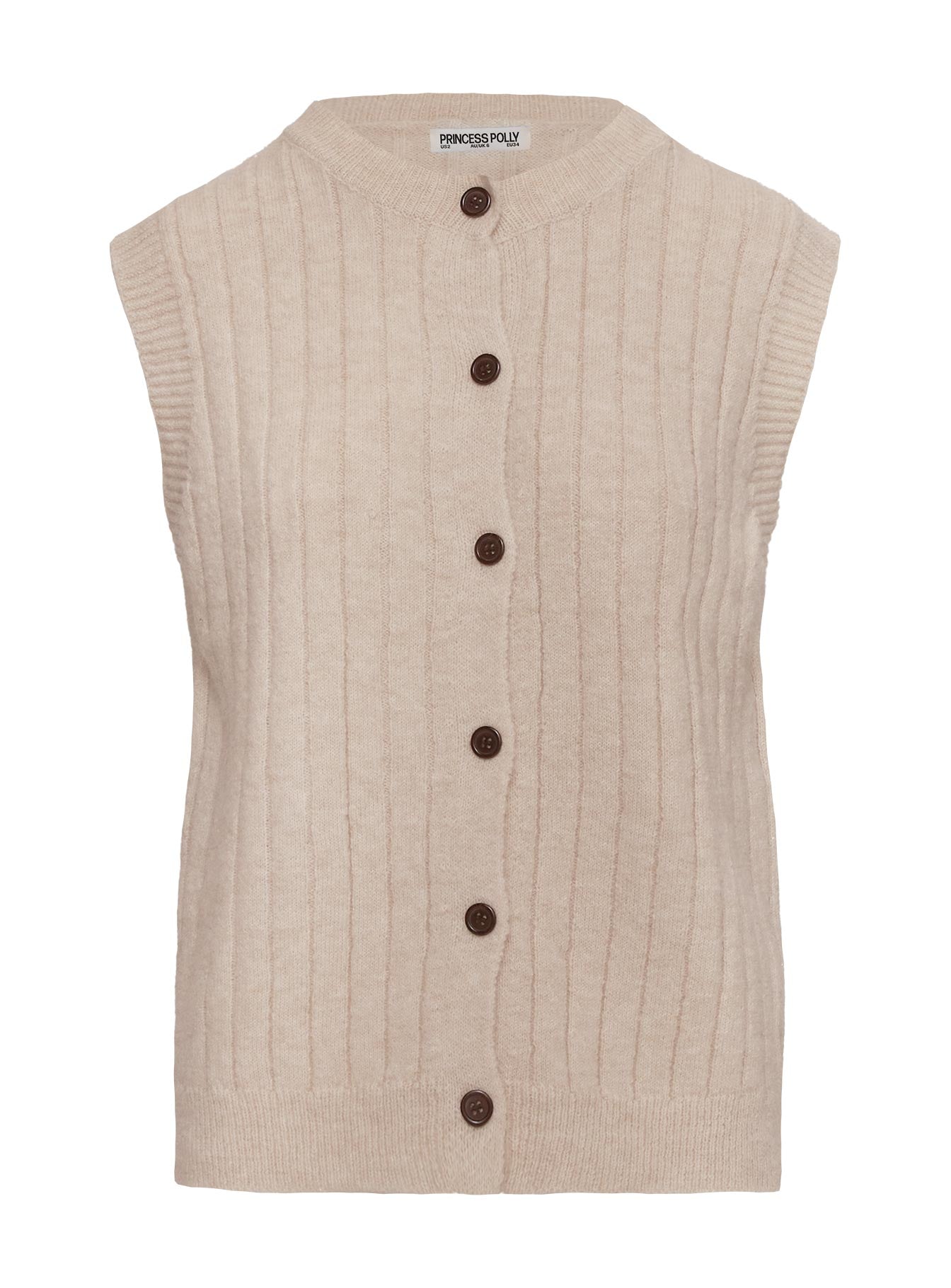 Brookvale Button Up Knit Vest Beige、mySite、solidvoid