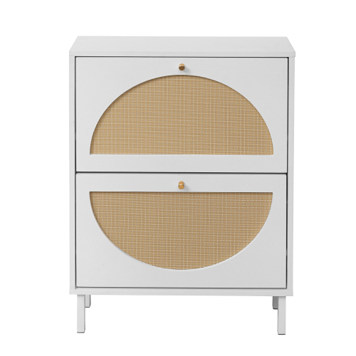 2 Door Shoe Rack, Rattan, Double Layer, Suitable for Living Room, Hallway、、casual