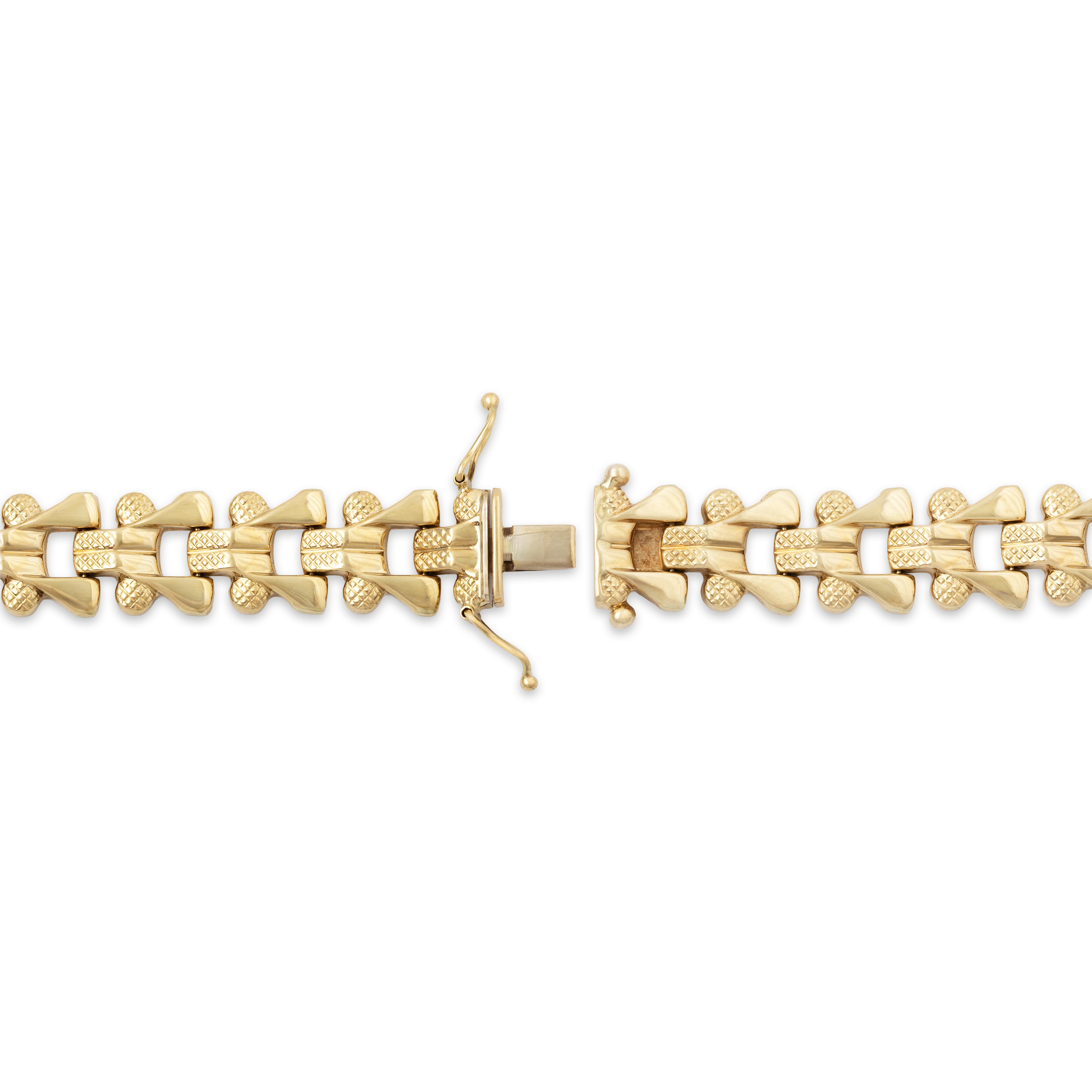 Vintage Italian 14k Yellow Gold Textured Link Bracelet 6.75、mySite、hinf8tx79