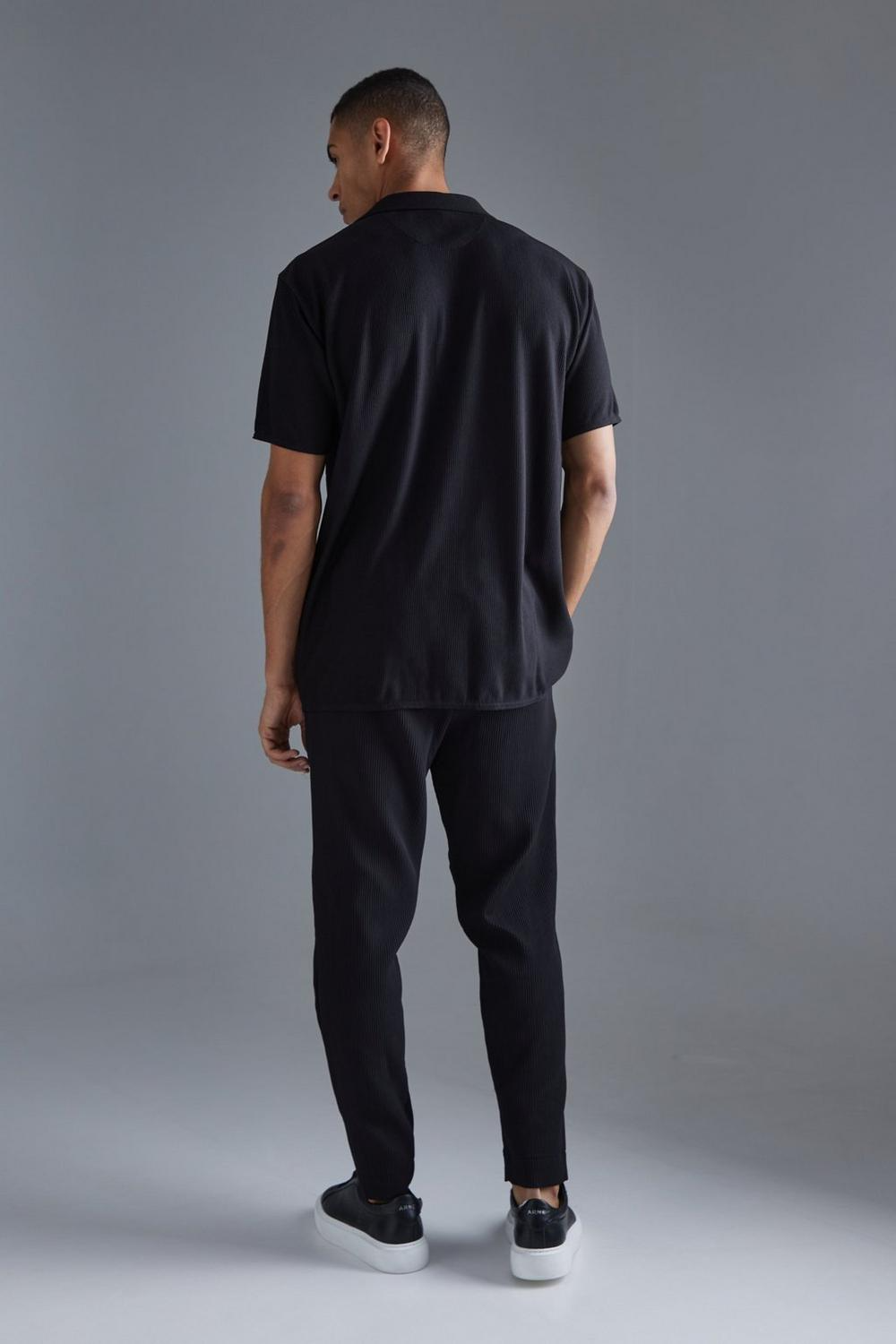  Boohooman Short Sleeve Ribbed Revere Oversized Shirt Black、mySite、justintrudeaud