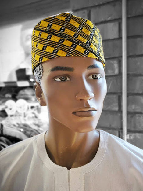 Demola African Aso Oke Hat-kufi-DPH4037、mySite、solidvoid
