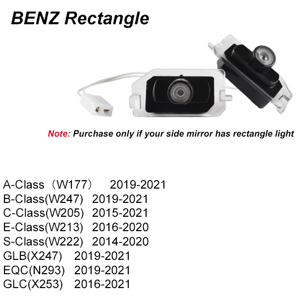 2x Mercedes-Benz Rectangle MIRROR LIGHT (PLUG&PLAY) 5 logos、mySite、nflplayoffbracketp