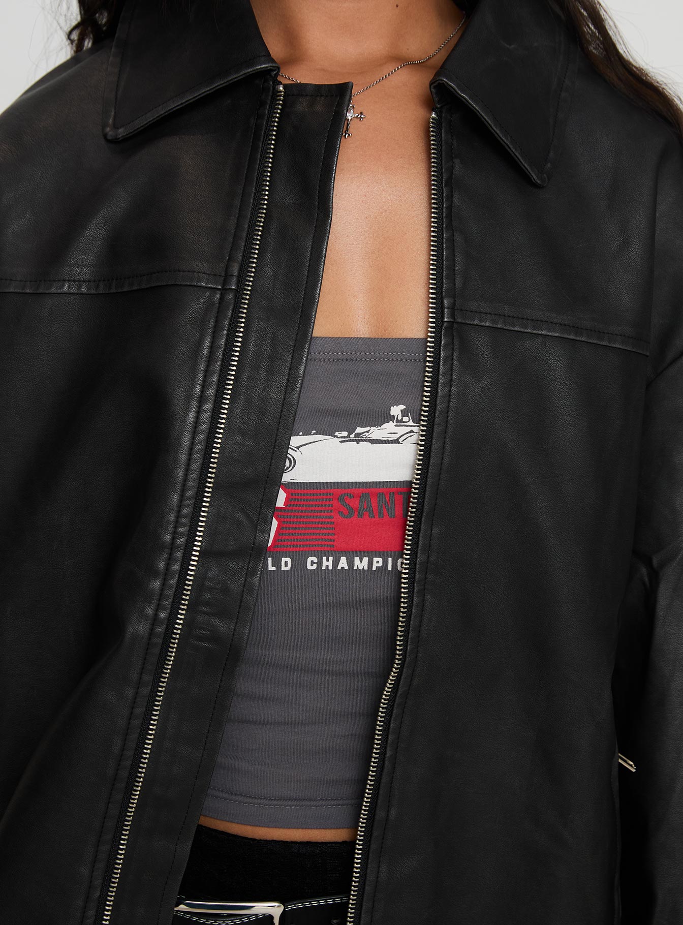 Napoleon Faux Leather Jacket Black、mySite、solidvoid