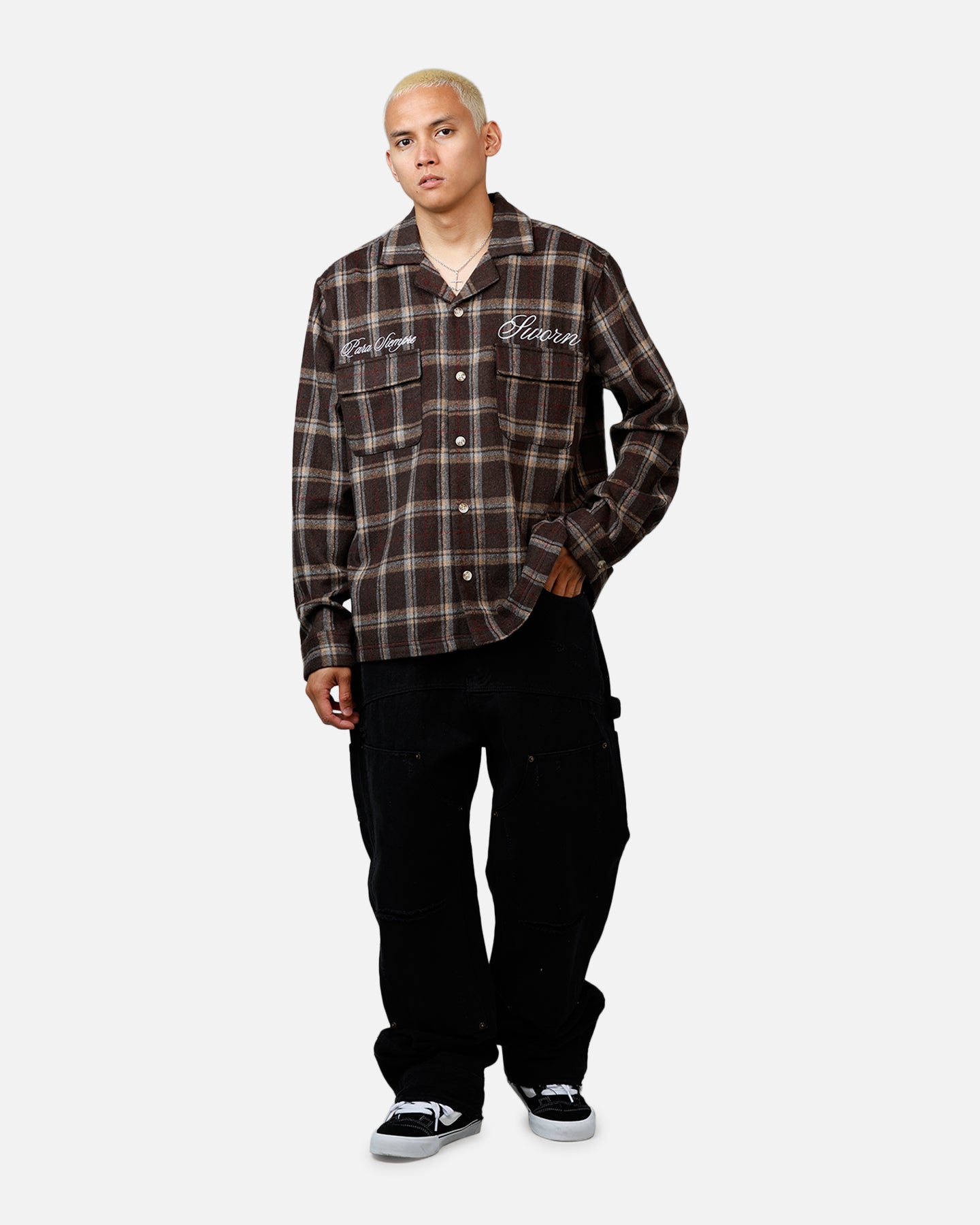 Sworn To Us Lotus Angel Flannel Button Up Shirt Brown、mySite、zt4zffjzw