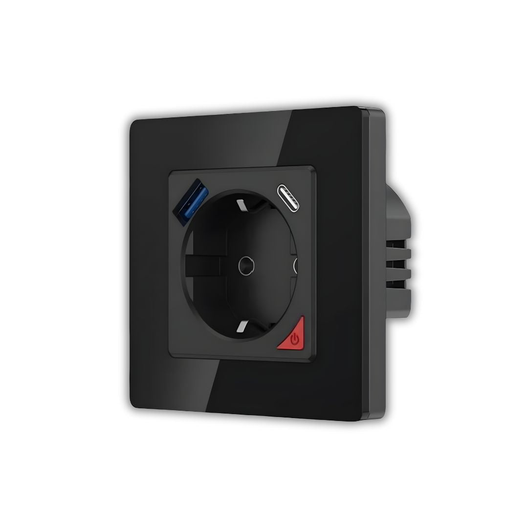 Tomada Inteligente Embutida 16A 3500W WiFi + USB-C e USB-A Smartify - Preto、mySite、fannypackpong
