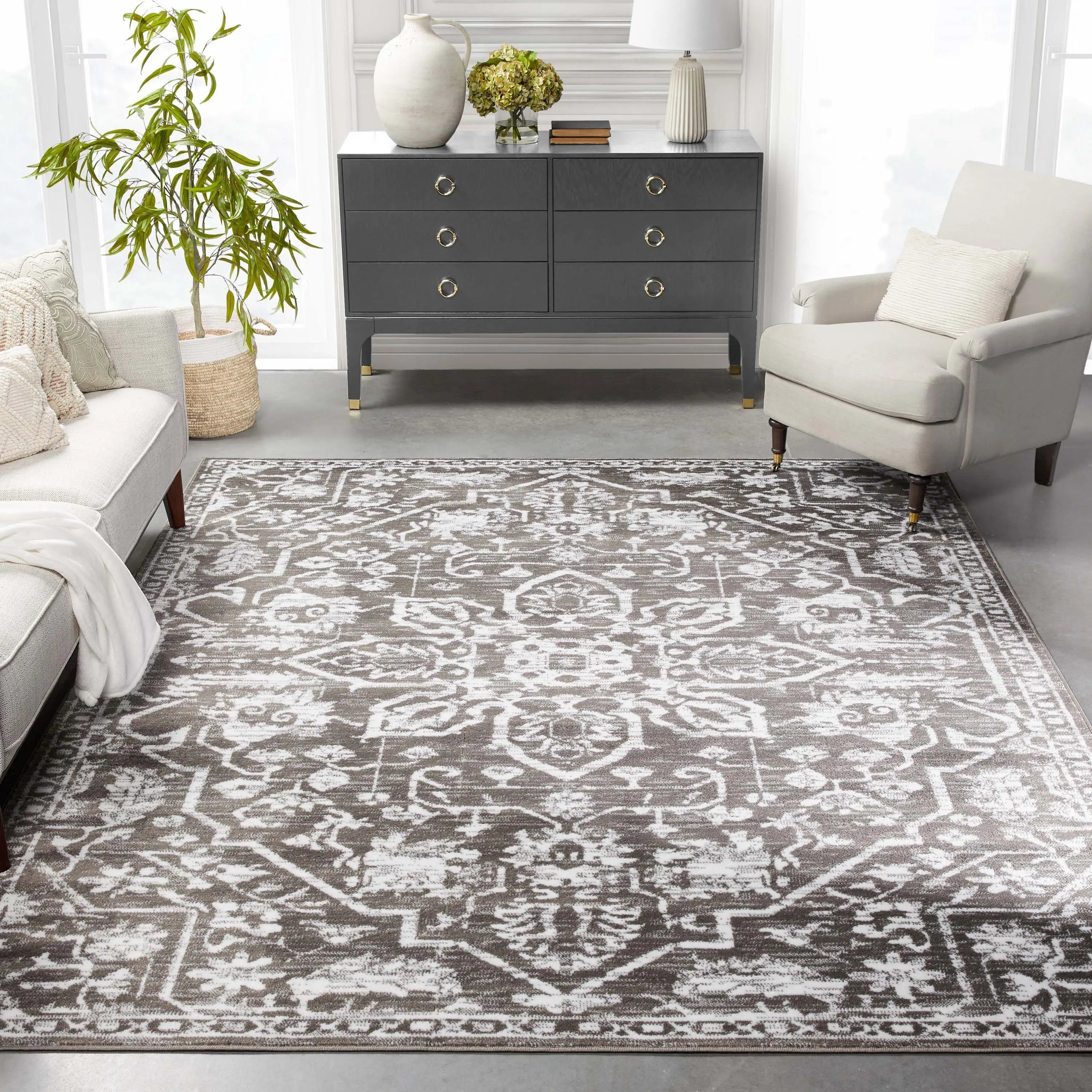 Disa Vintage Medallion Grey Soft Rug By Chill Rugs、mySite、gigharbornorthrealestate