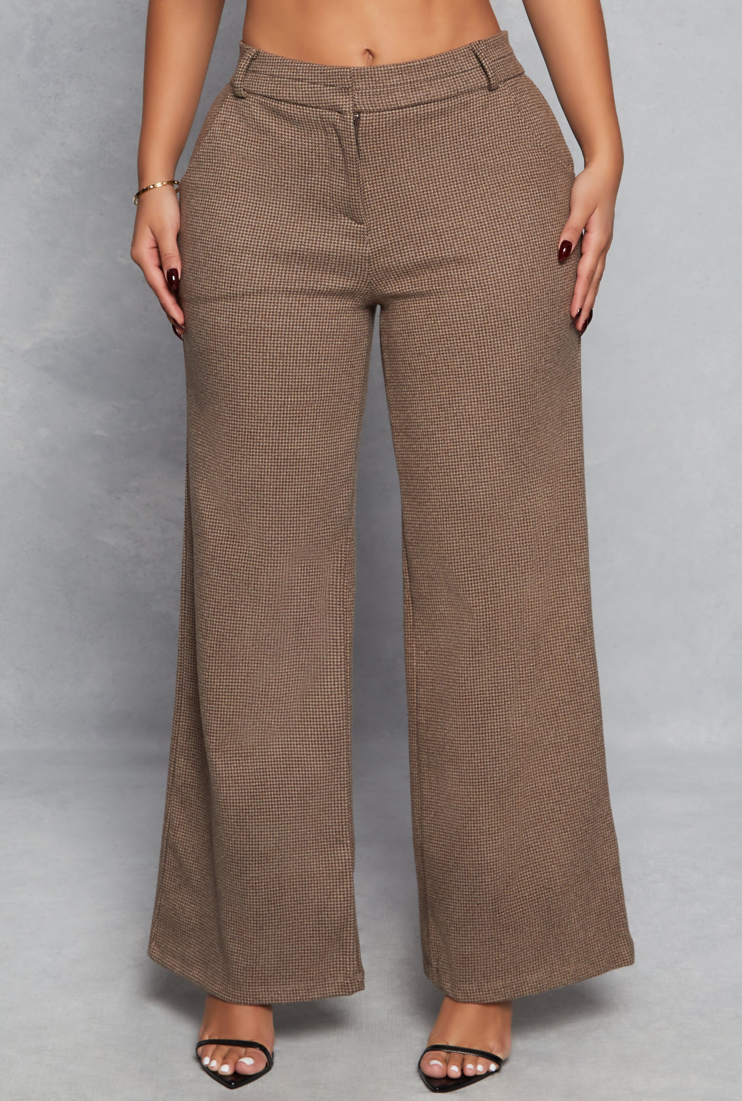 Houndstooth Wide Leg Dress Pant、mySite、camillekostekn