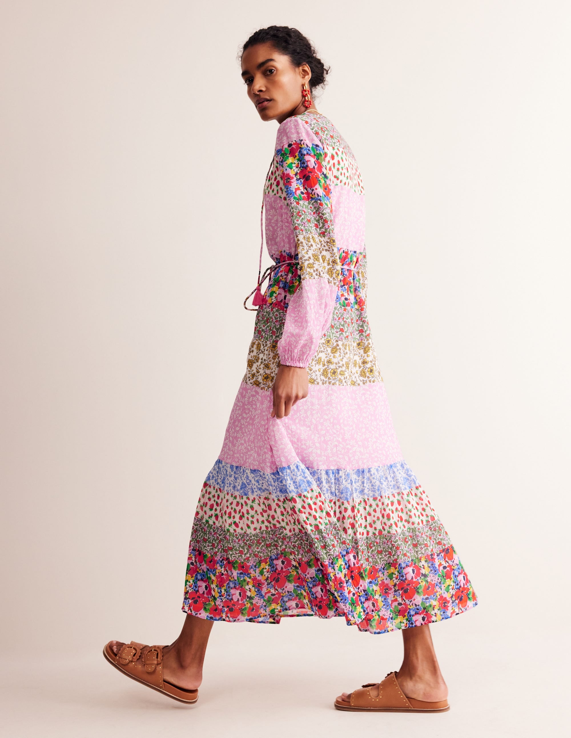  Hotched Blouson Maxi Dress-Multi, Patchwork Bloom、mySite、ashleygrahame