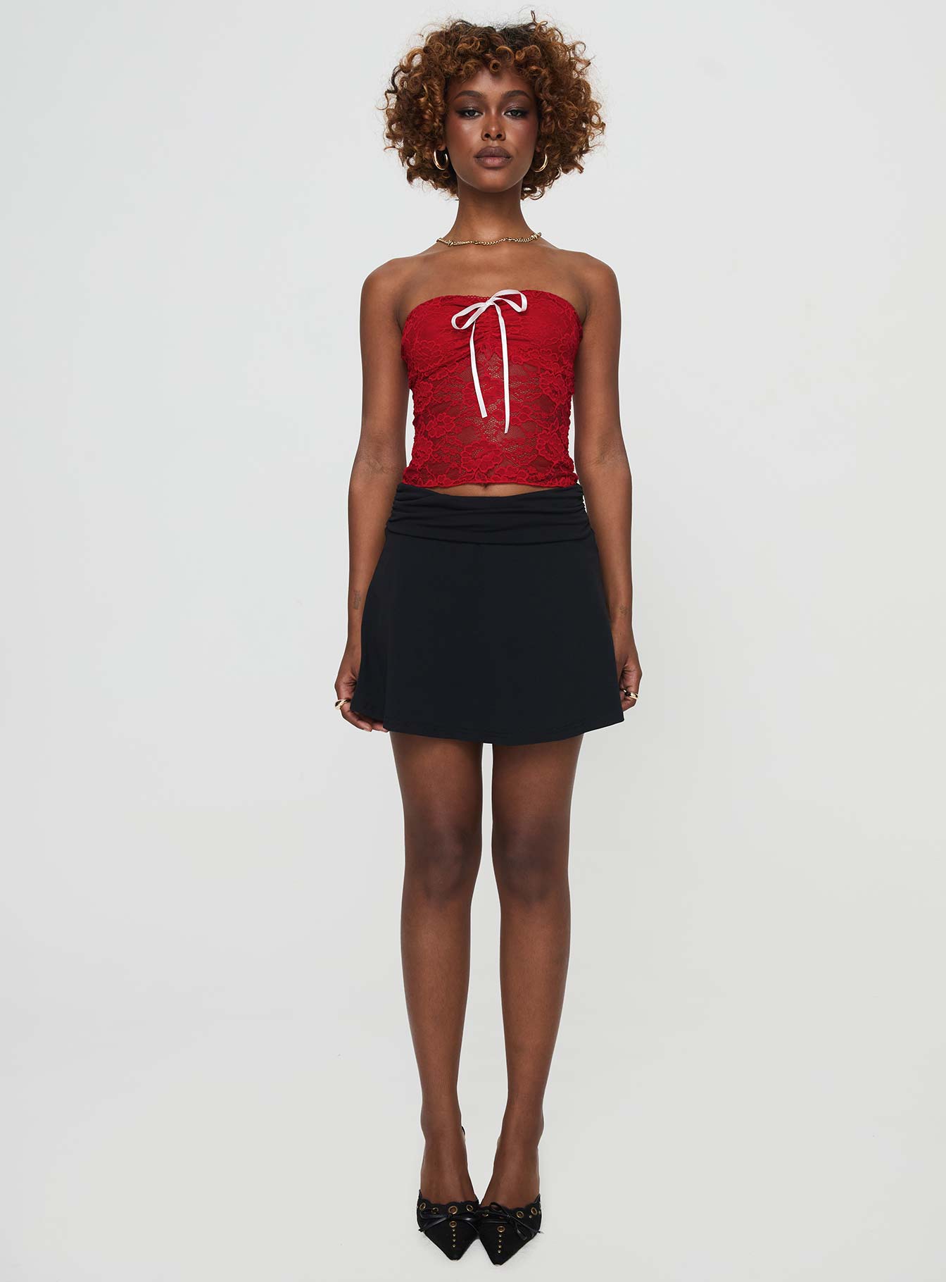 Winnick Strapless Lace Top Red、mySite、solidvoid