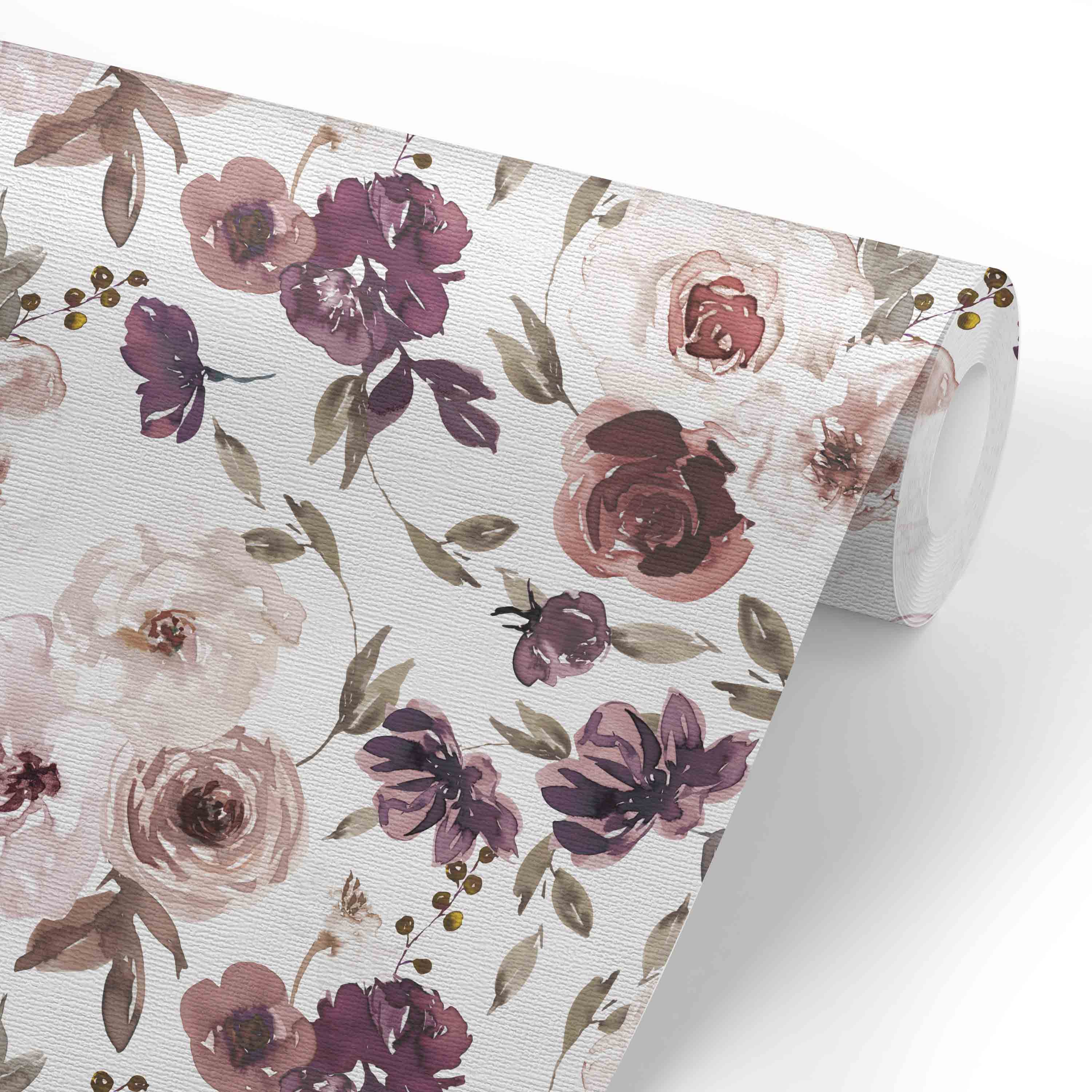  Demi's Dusty Purple Floral Removable Wallpaper、mySite、layawaytickets