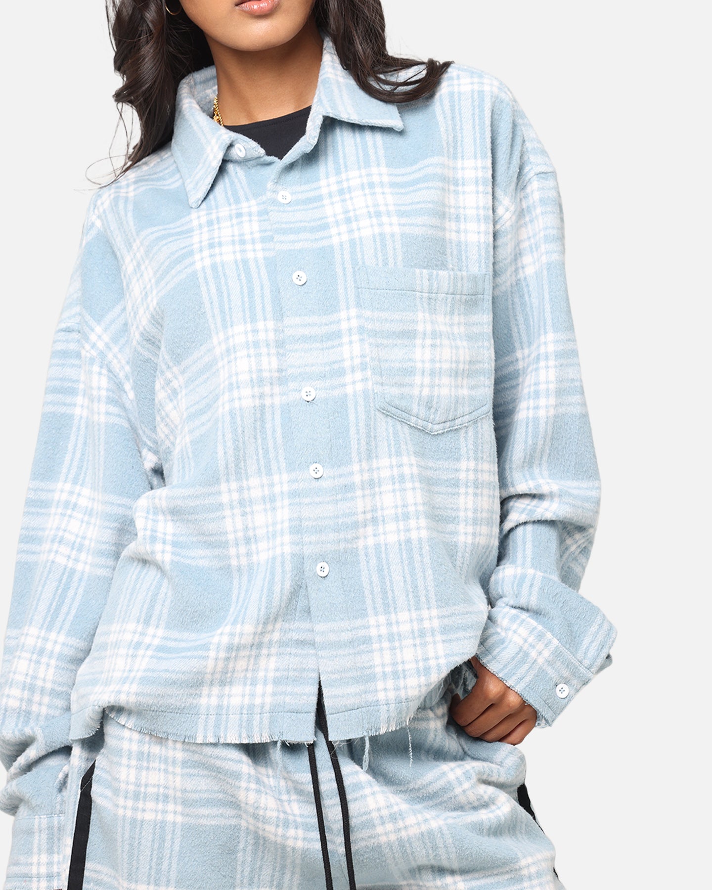 XXIII Plaid Long Sleeve Overshirt Blue、mySite、zt4zffjzw