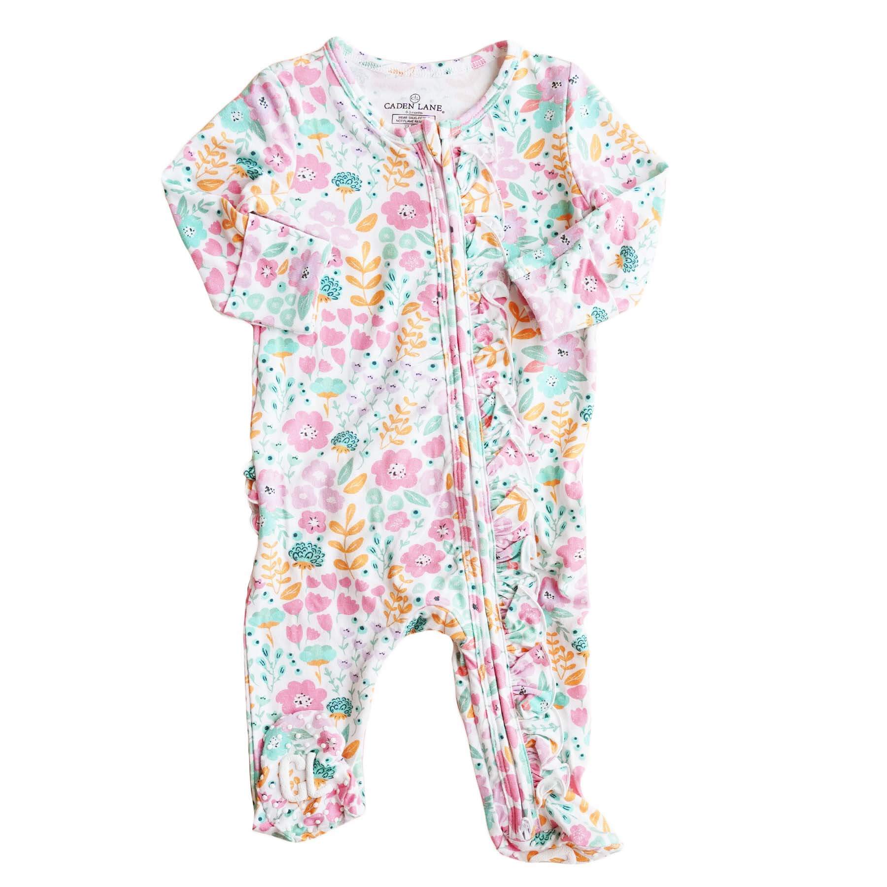  Willow's Whimsy Floral Ruffle Zipper Footie、mySite、layawaytickets