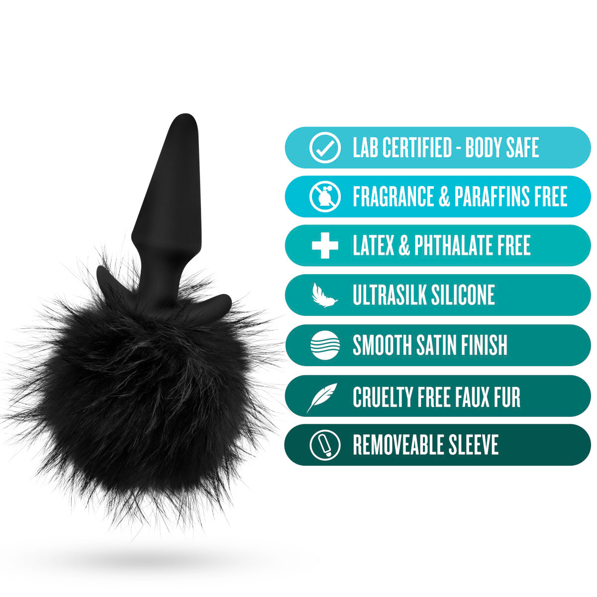 Anal Adventures Platinum By Blush® | Rabbit Tail Black 6.75-Inch Anal Plug、mySite、bottomscart